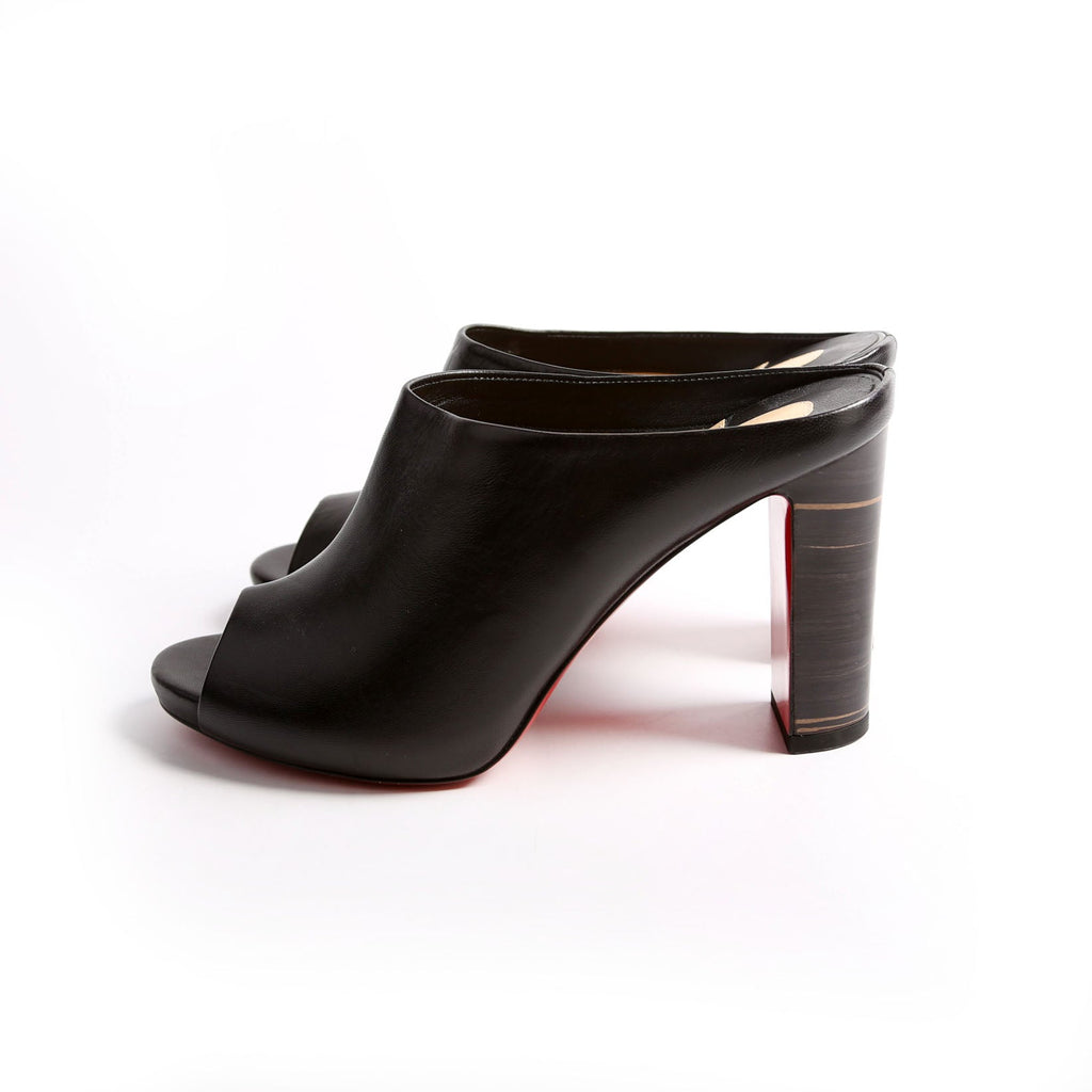 Corinthe 100 MM Peep Toe Mules Size 37.5 Black