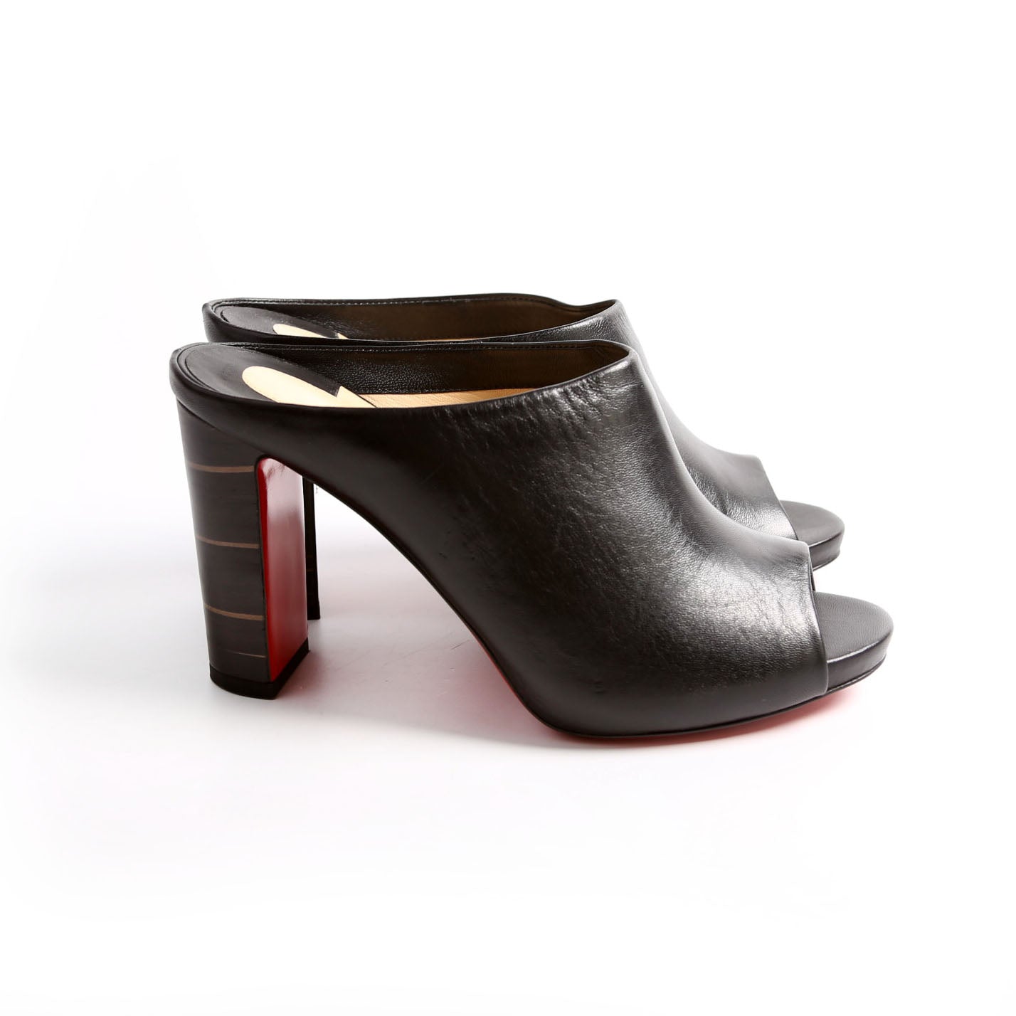 Corinthe 100 MM Peep Toe Mules Size 37.5 Black