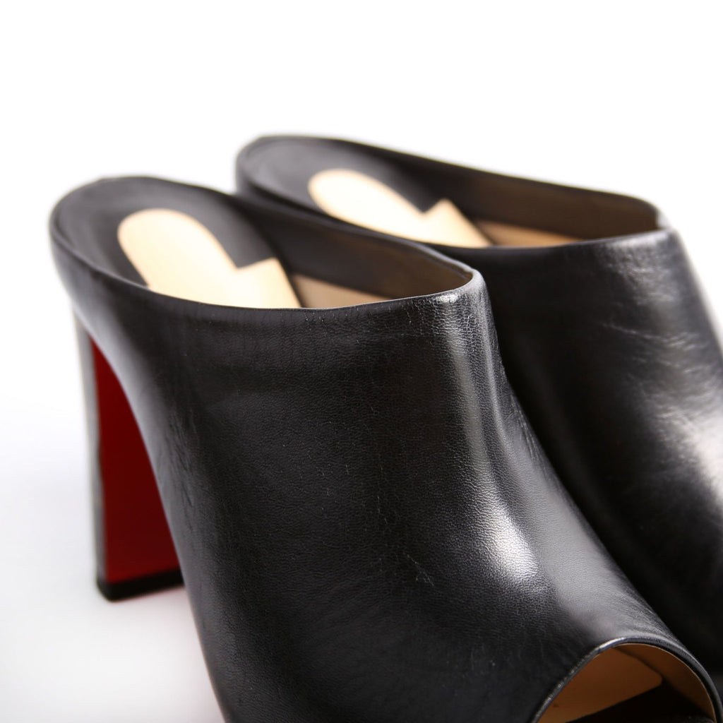 Corinthe 100 MM Peep Toe Mules Size 37.5 Black