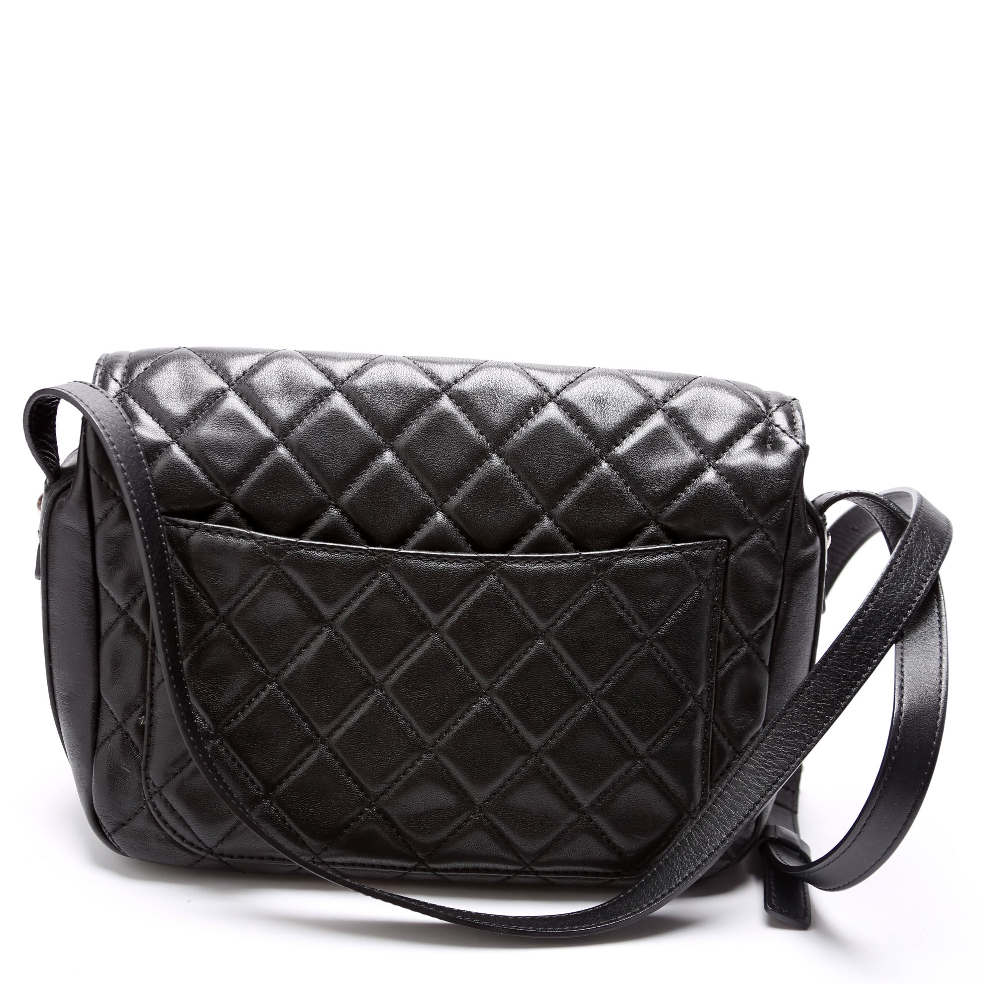 CC Flap Messenger Quilted Lambskin 24M Black