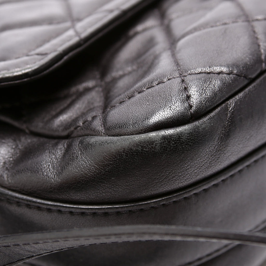 CC Flap Messenger Quilted Lambskin 24M Black