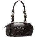Leather Bowling Shoulder Bag Black