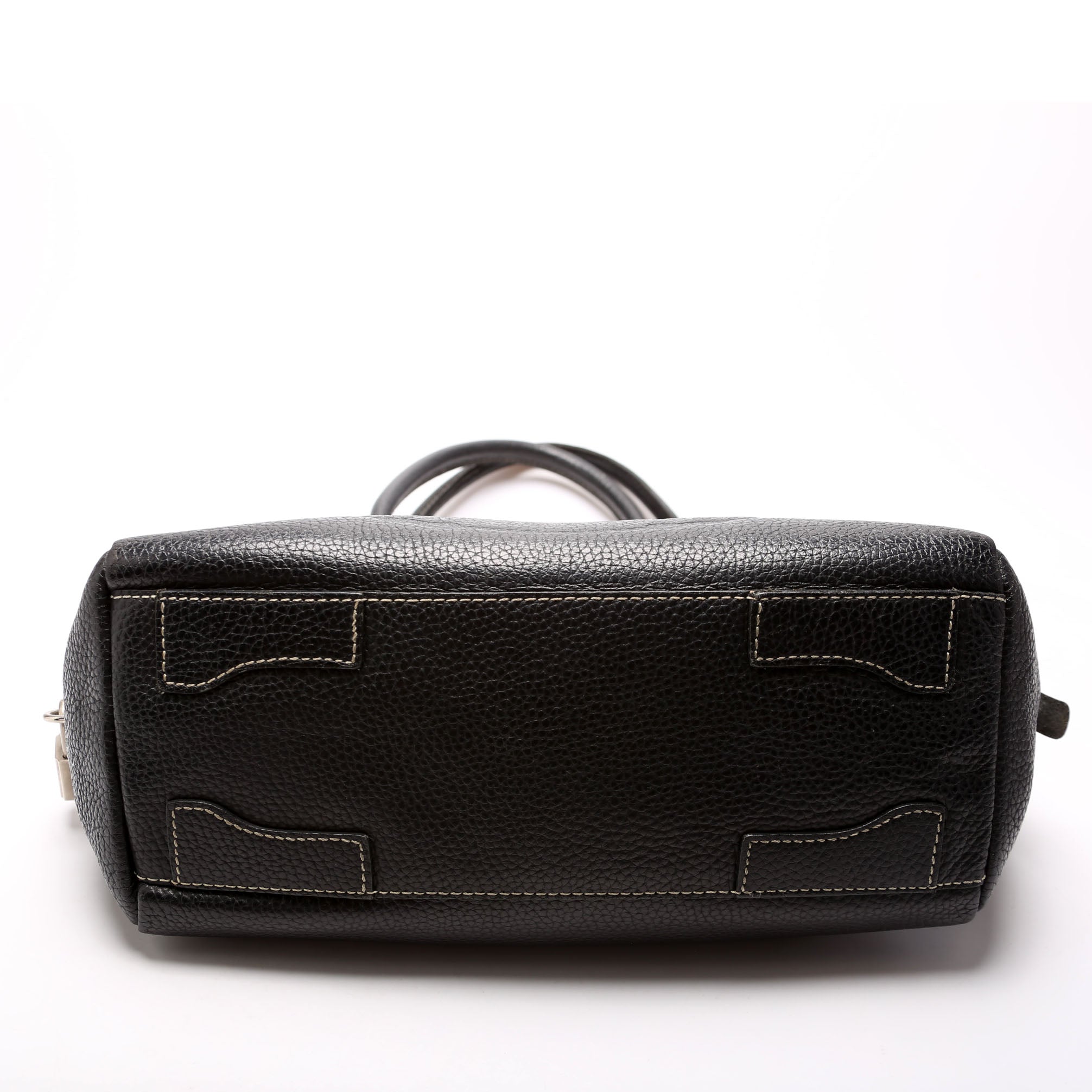Leather Bowling Shoulder Bag Black