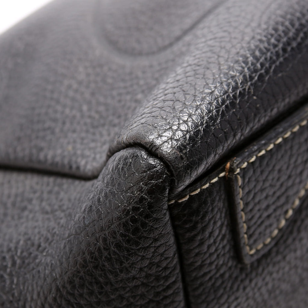 Leather Bowling Shoulder Bag Black
