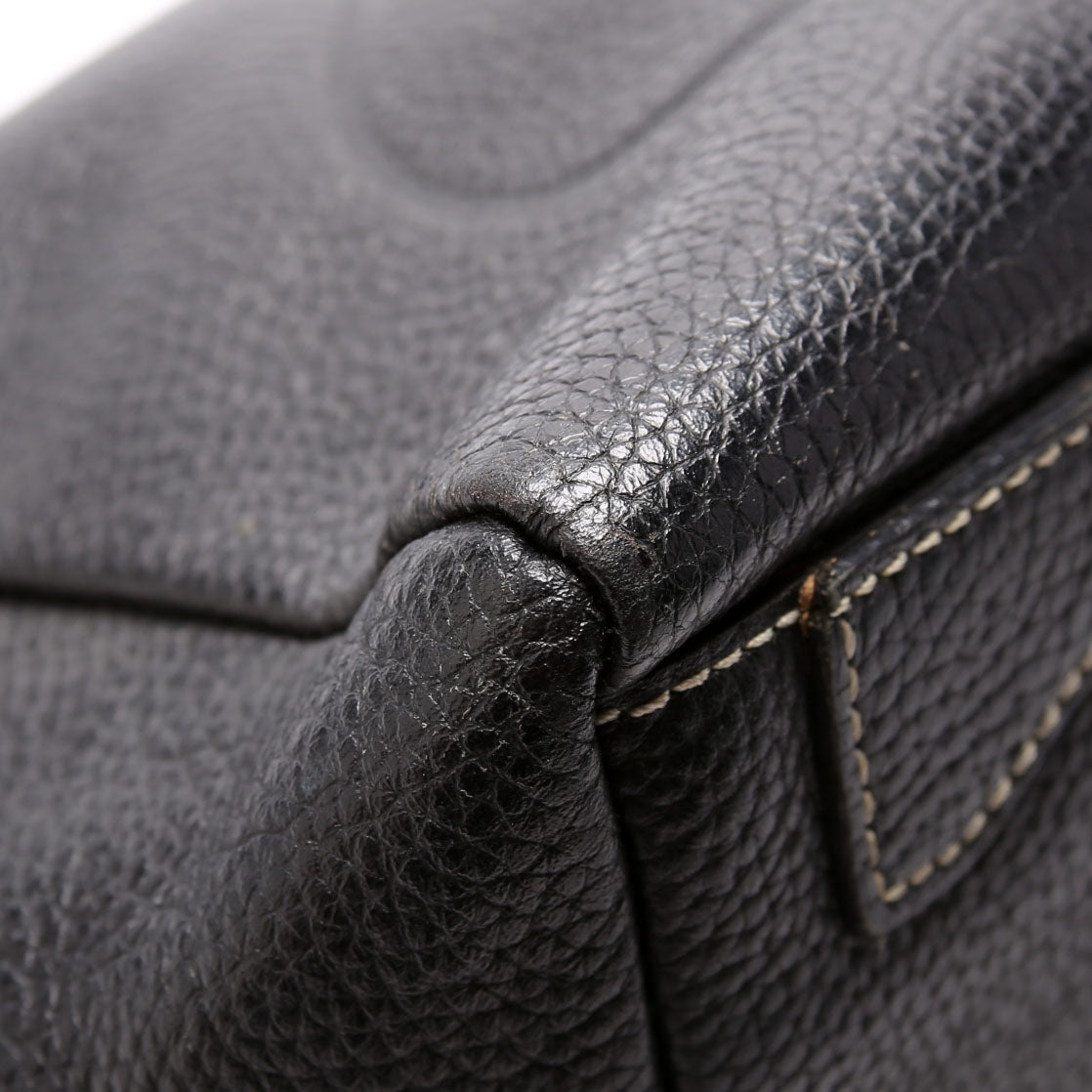 Leather Bowling Shoulder Bag Black