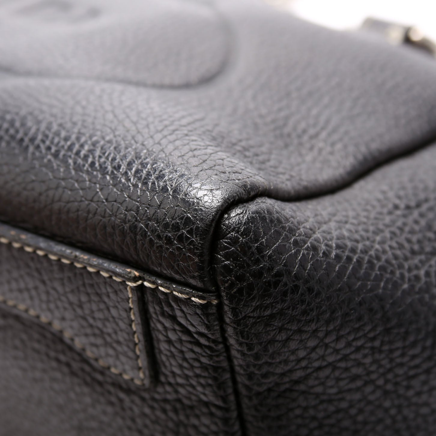 Leather Bowling Shoulder Bag Black