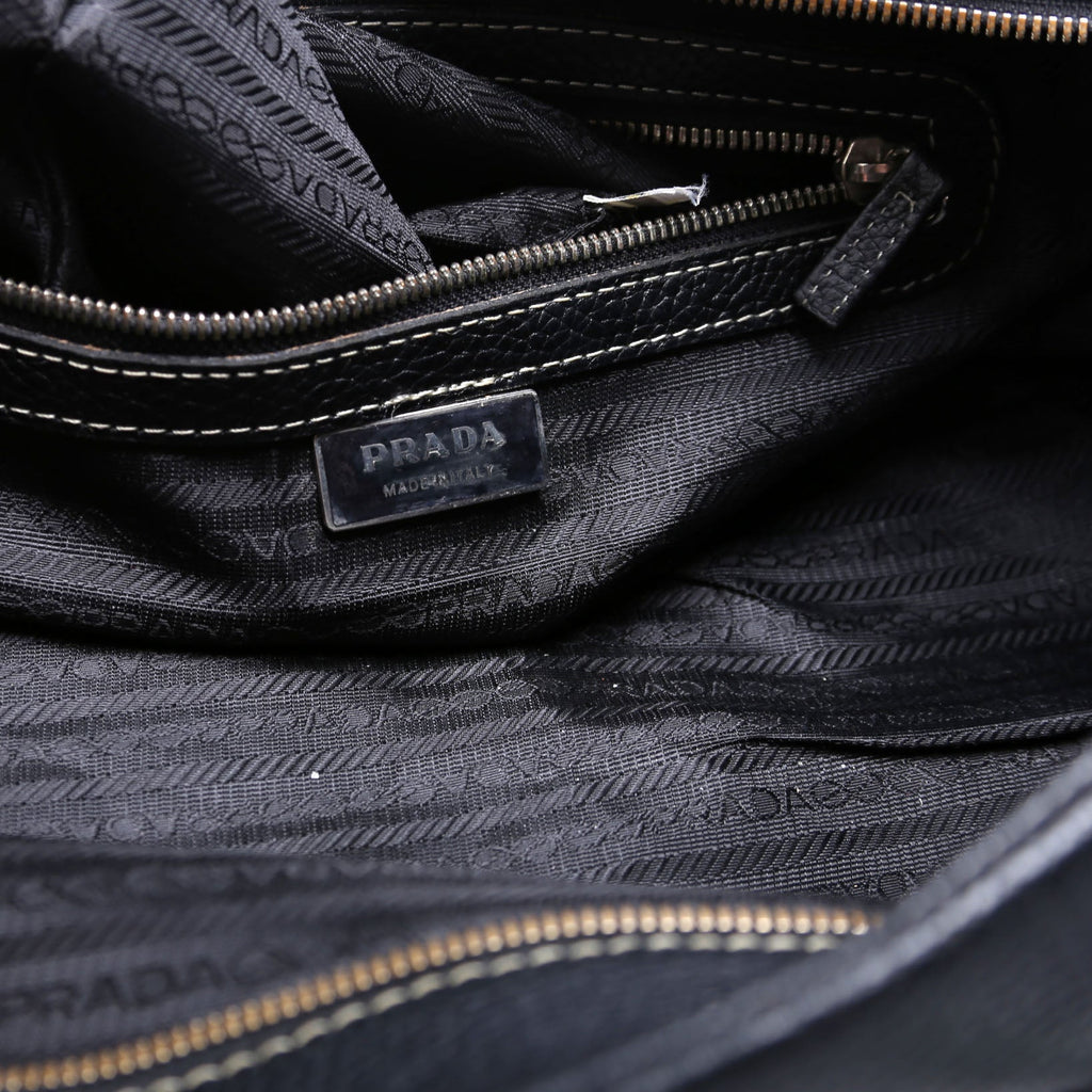 Leather Bowling Shoulder Bag Black