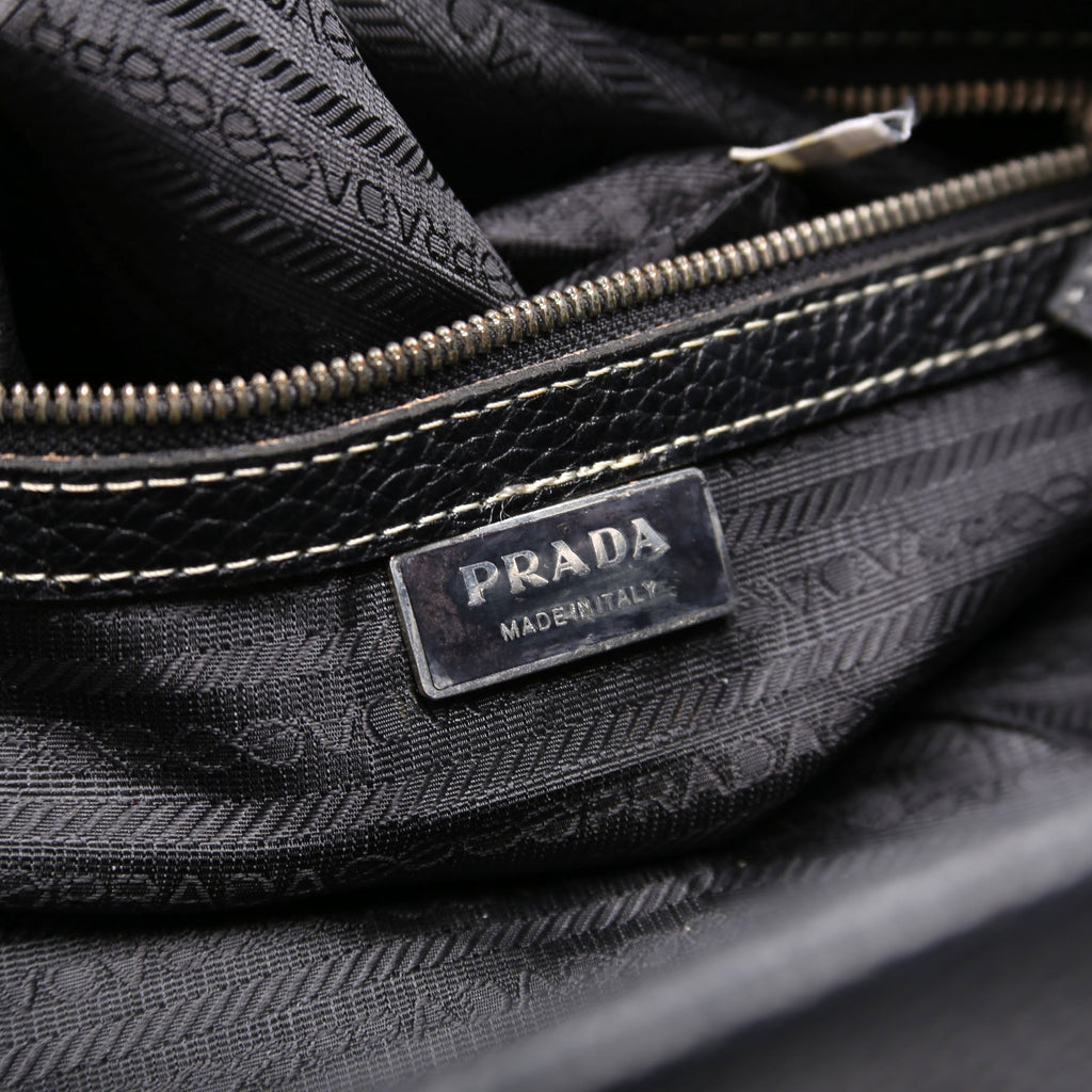 Leather Bowling Shoulder Bag Black