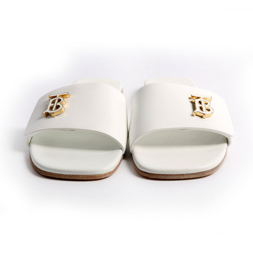 Sloane TB Leather Slide Sandals Size 38