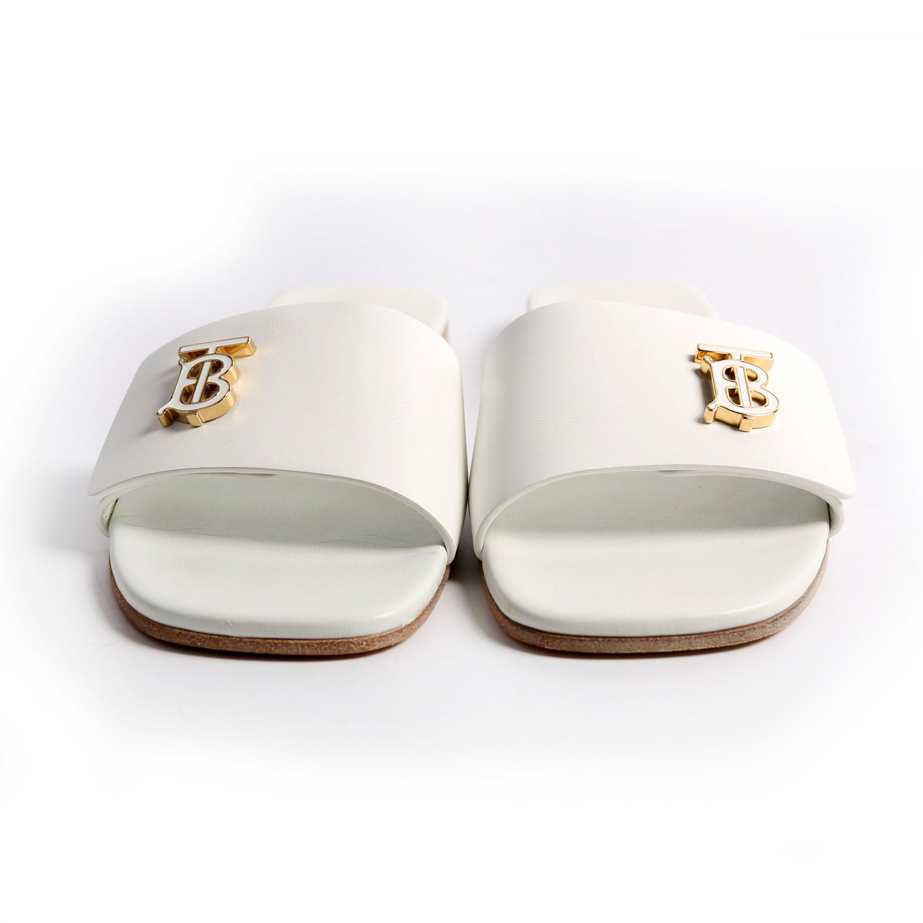 Sloane TB Leather Slide Sandals Size 38