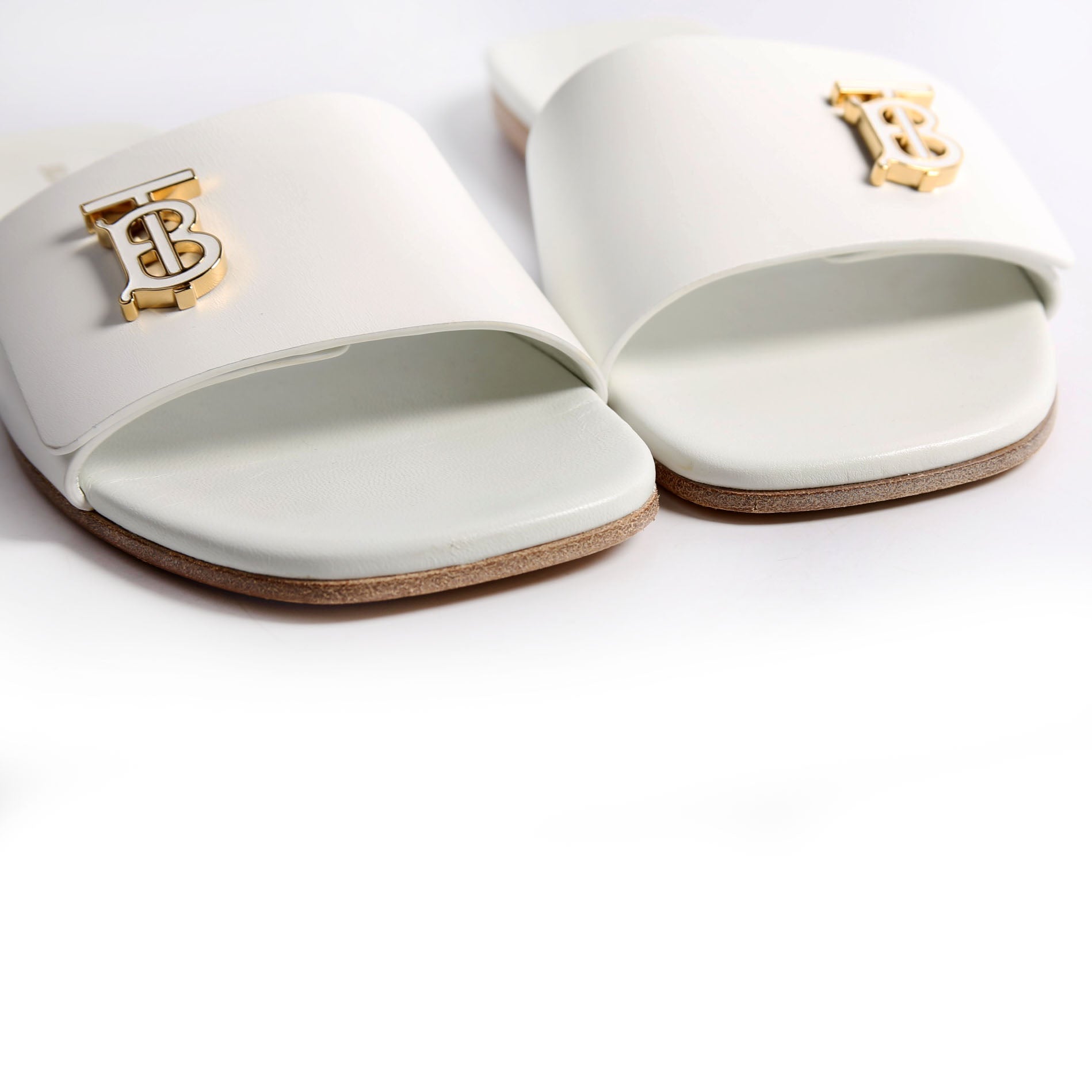 Sloane TB Leather Slide Sandals Size 38