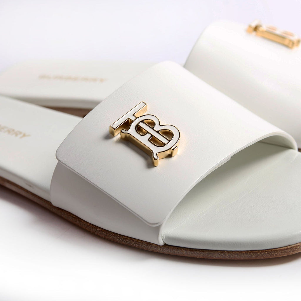 Sloane TB Leather Slide Sandals Size 38
