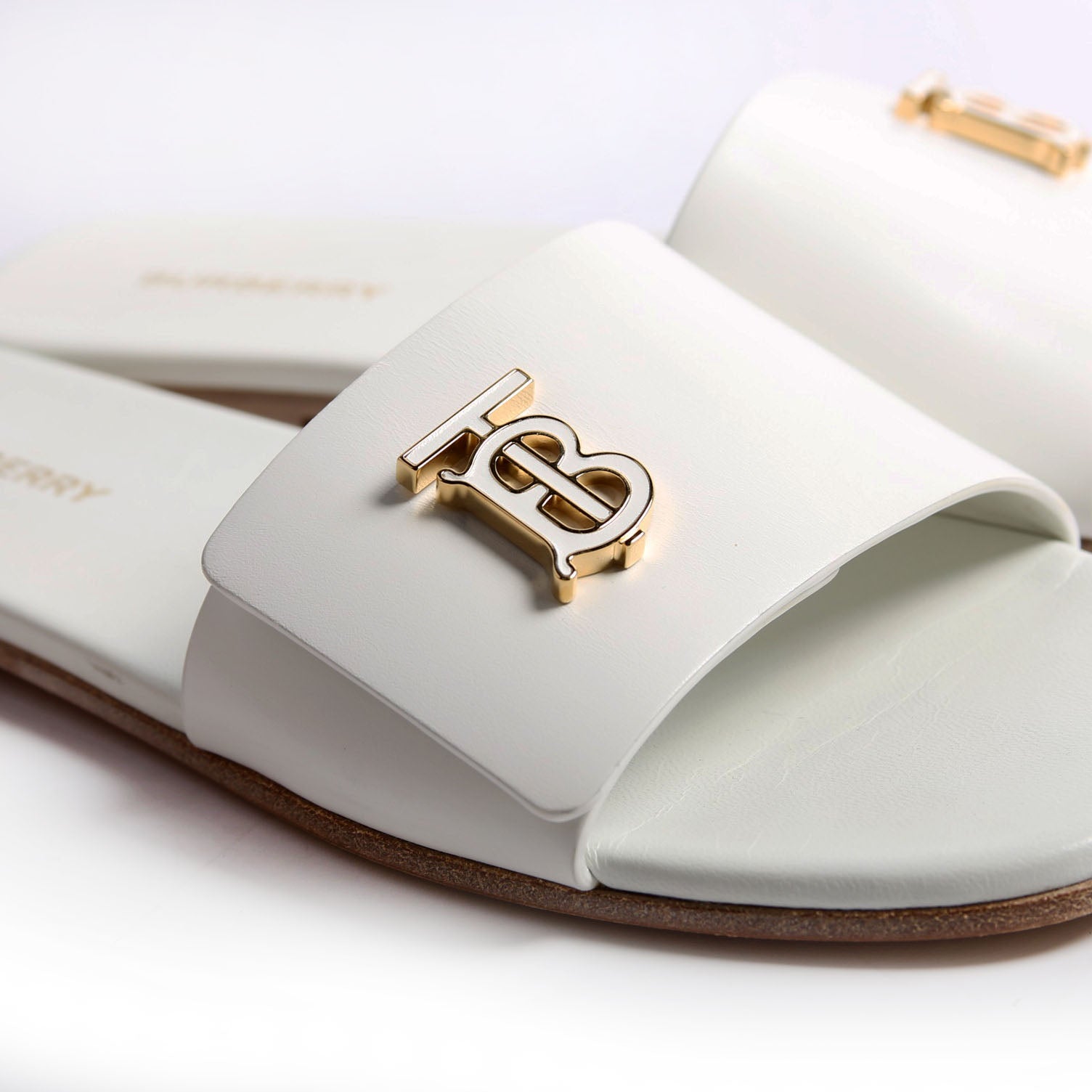 Sloane TB Leather Slide Sandals Size 38