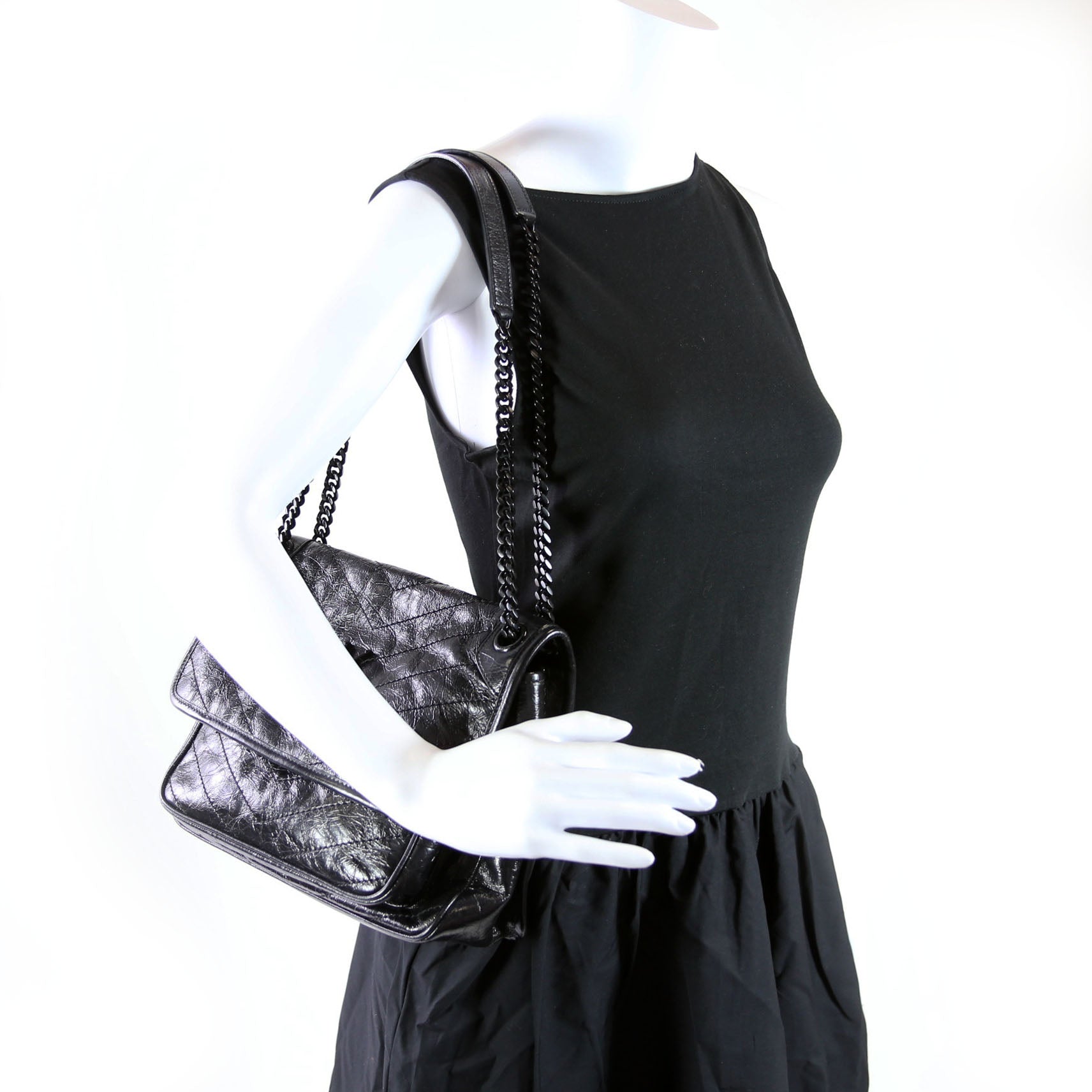 Niki Medium Crinkle Leather 575055 Black