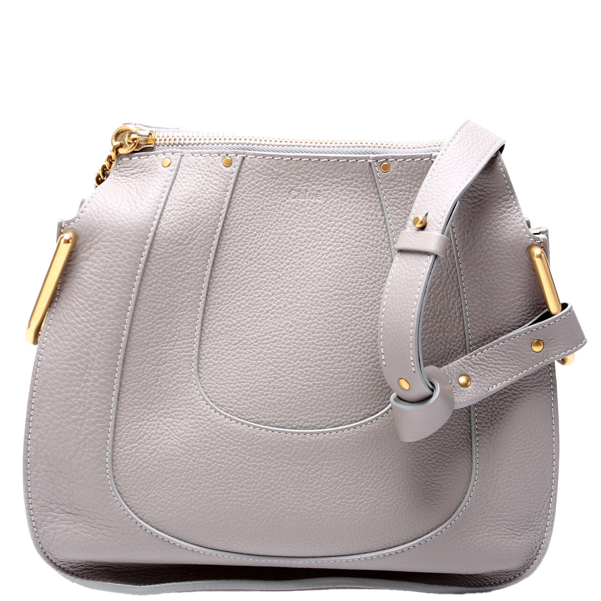 Hayley Leather Hobo Gray and Black