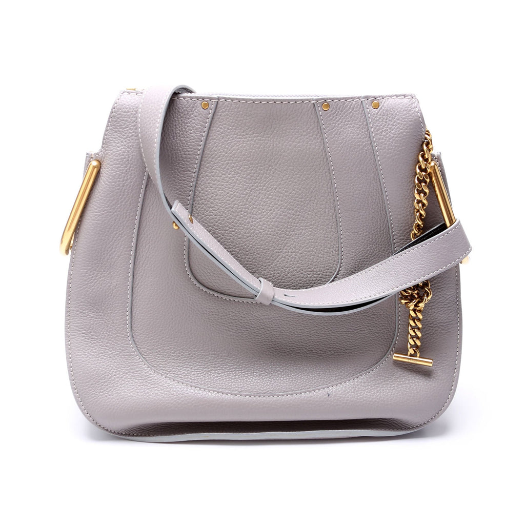 Hayley Leather Hobo Gray and Black