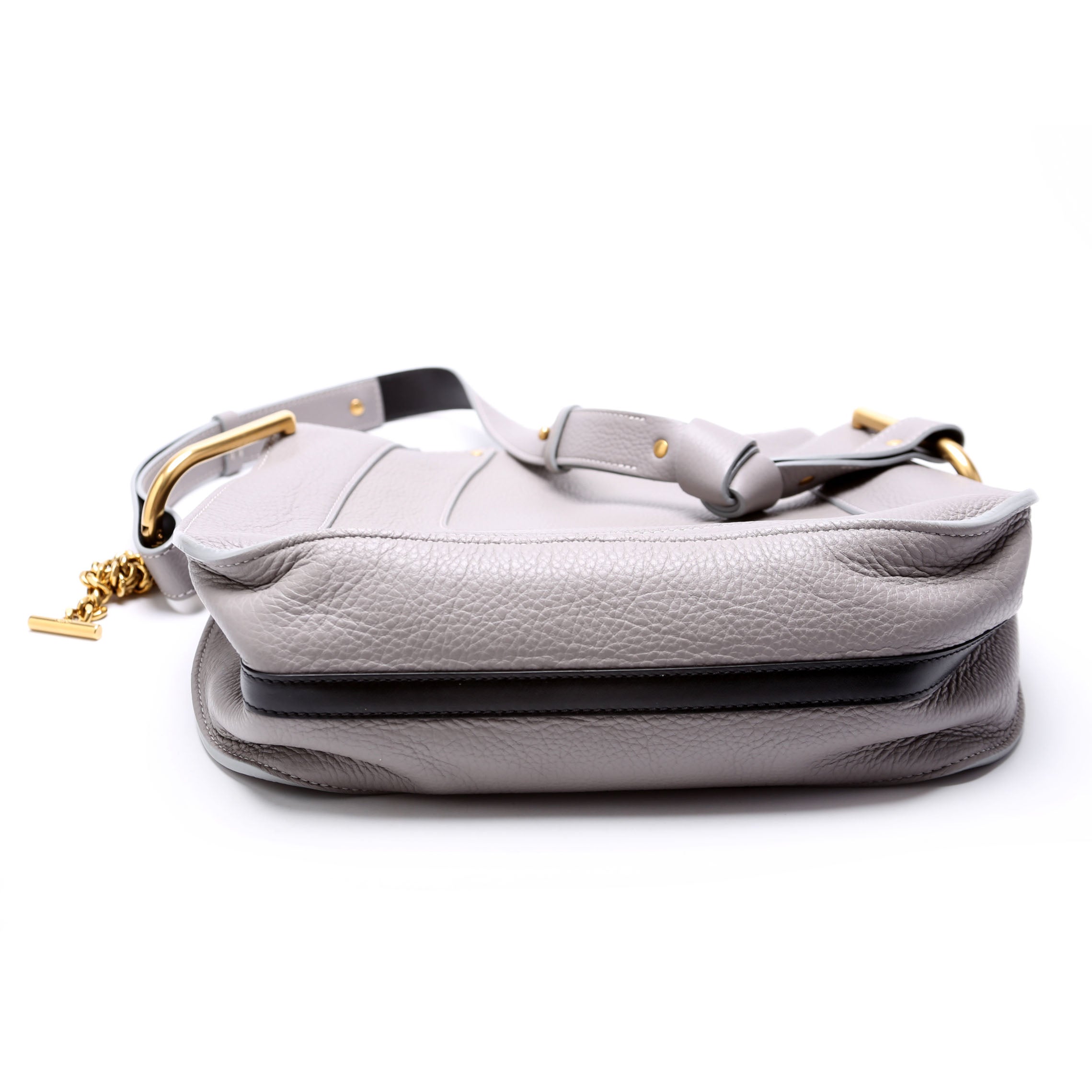 Hayley Leather Hobo Gray and Black