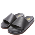 Grain Leather Slides Size 39 Black