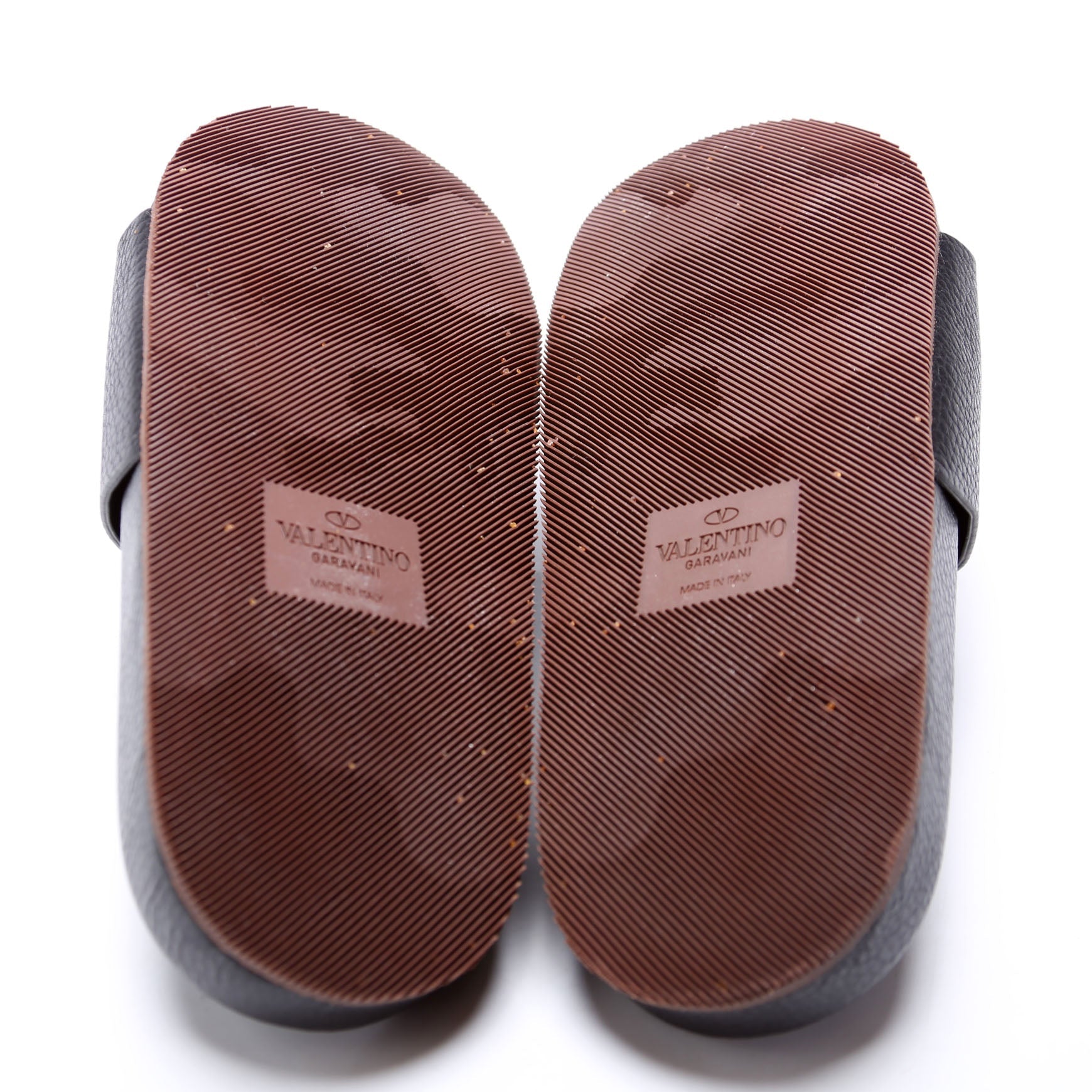 Grain Leather Slides Size 39 Black