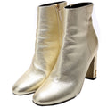 SAINT LAURENT Loulou Metallic Ankle Boots Size 35.5 Champagne