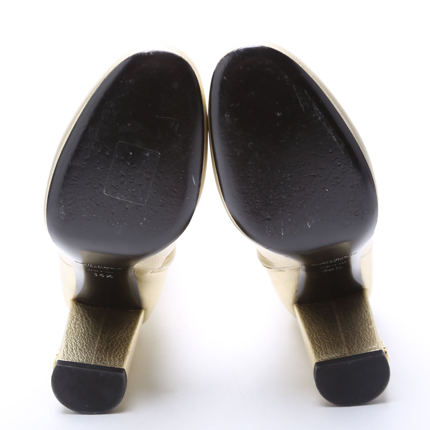 SAINT LAURENT Loulou Metallic Ankle Boots Size 35.5 Champagne