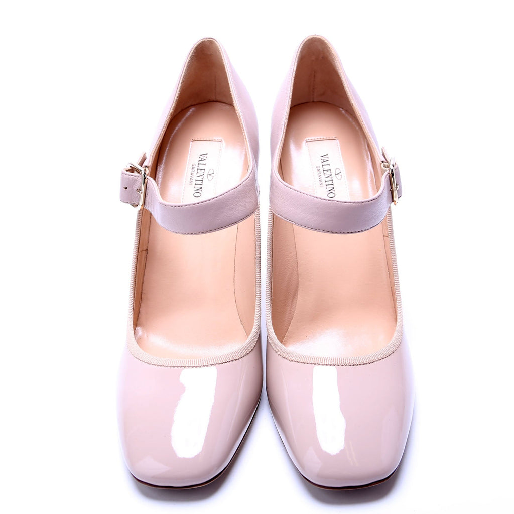 Valentino Mary Jane Patent Pumps Size 38 Taupe