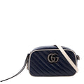 447632 Marmont Small Leather Camera Blue/White