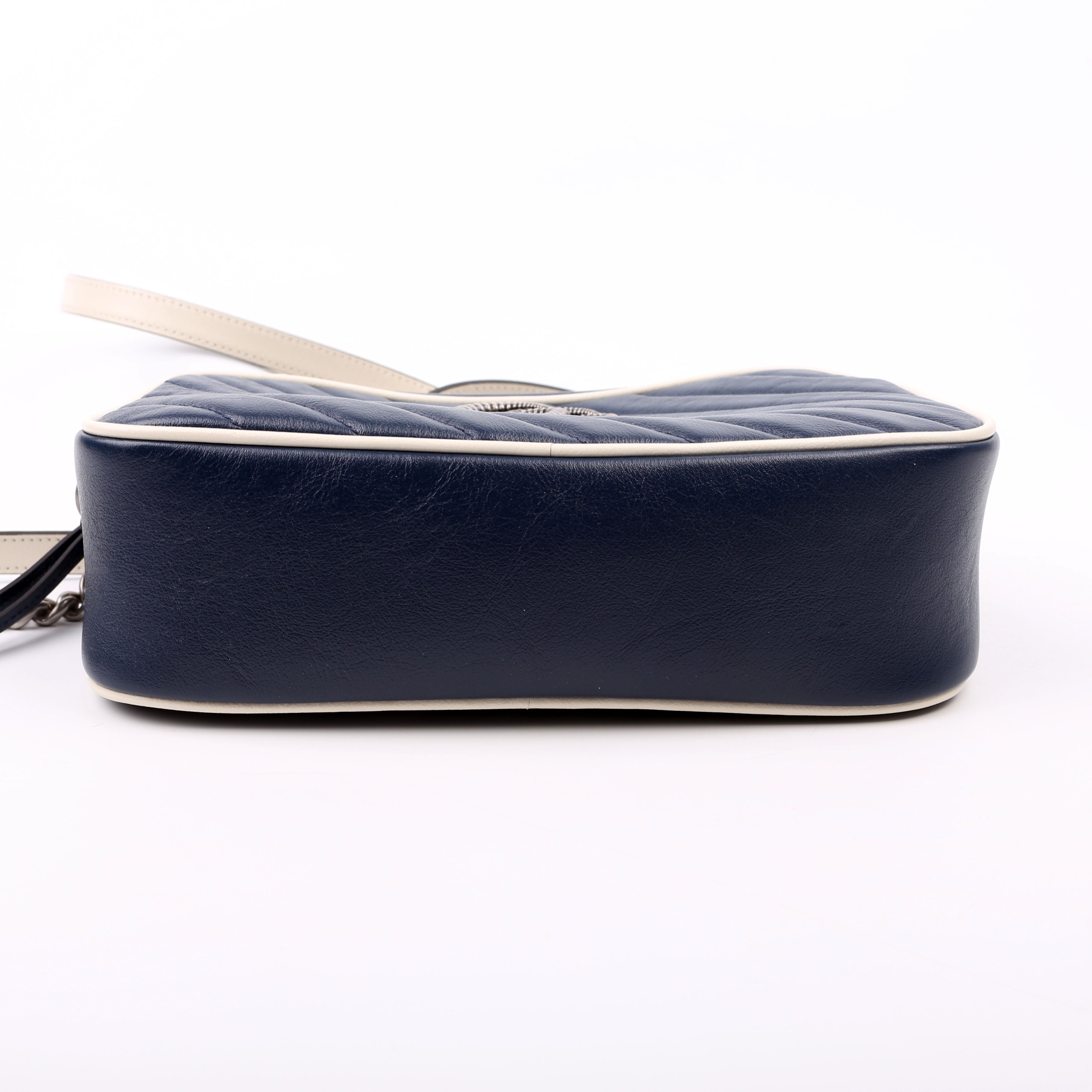 447632 Marmont Small Leather Camera Blue/White