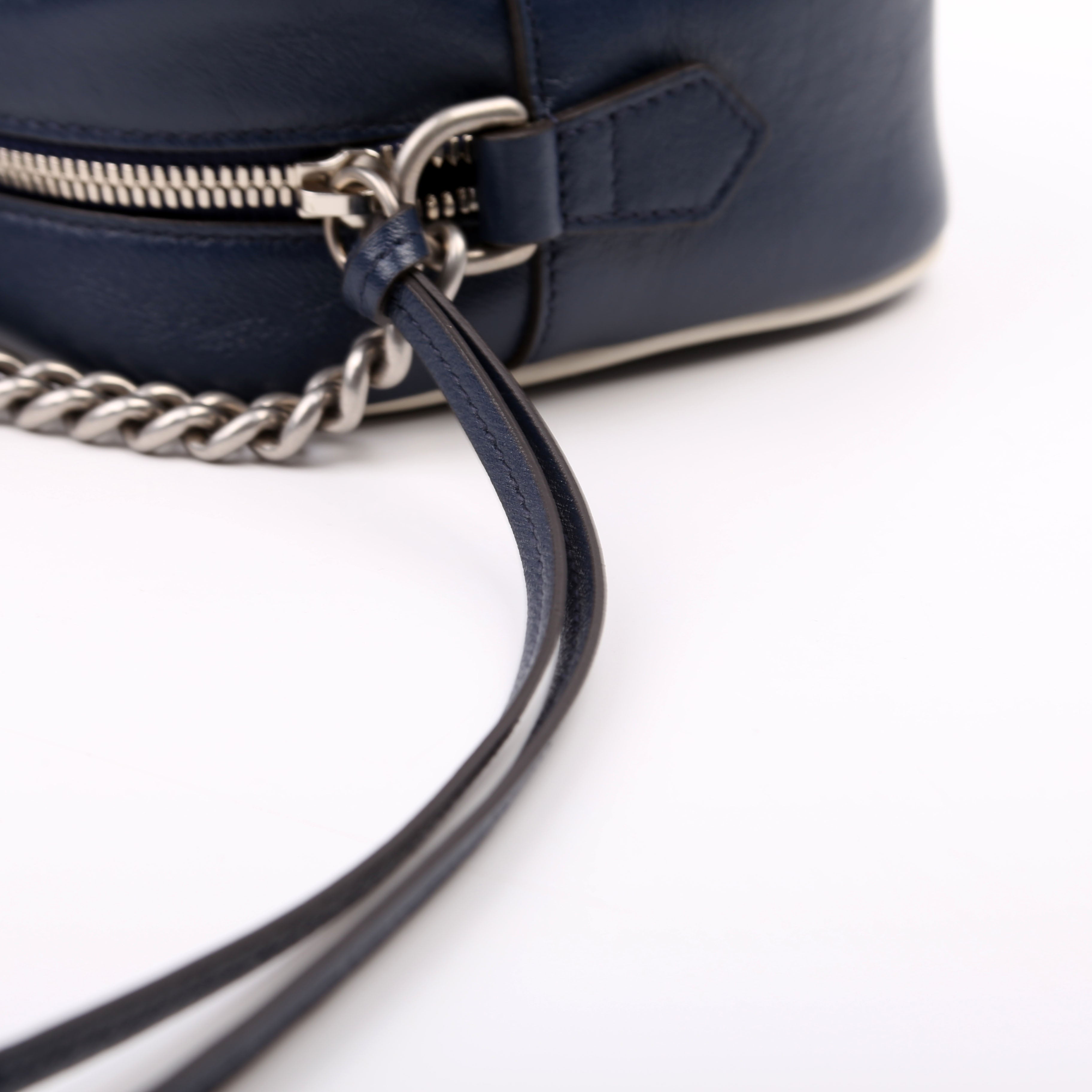 447632 Marmont Small Leather Camera Blue/White