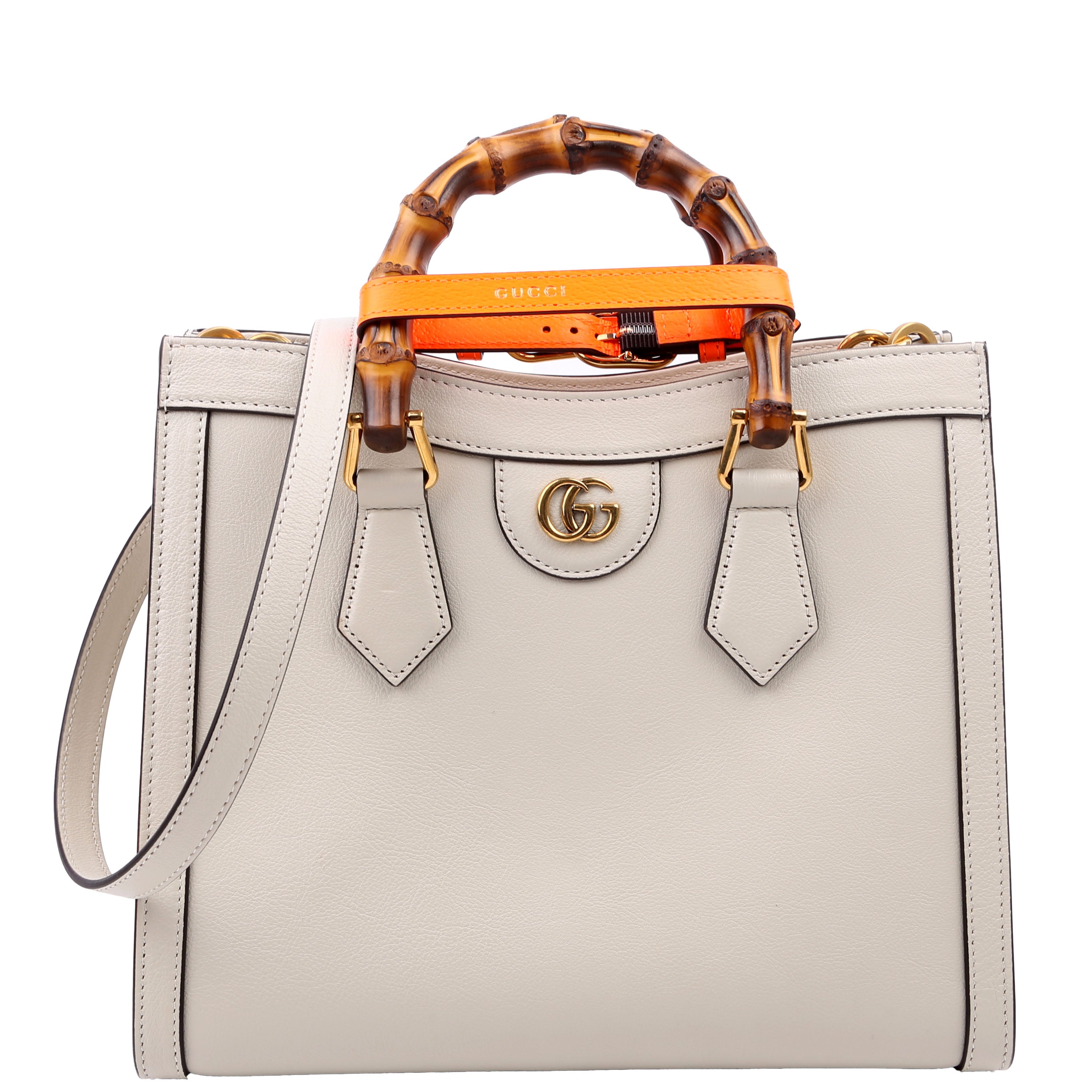 660195 Diana Small Leather Tote White