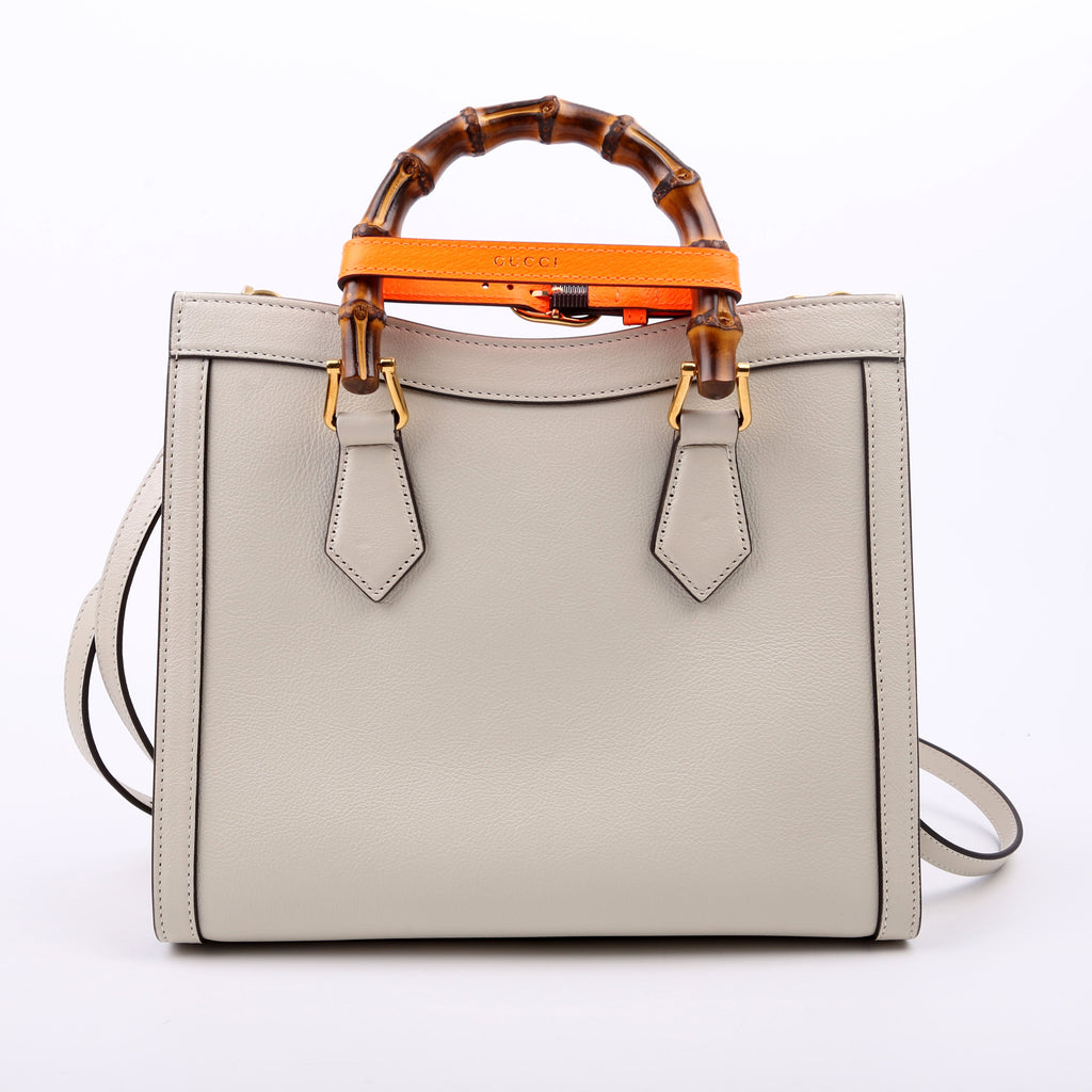 660195 Diana Small Leather Tote White