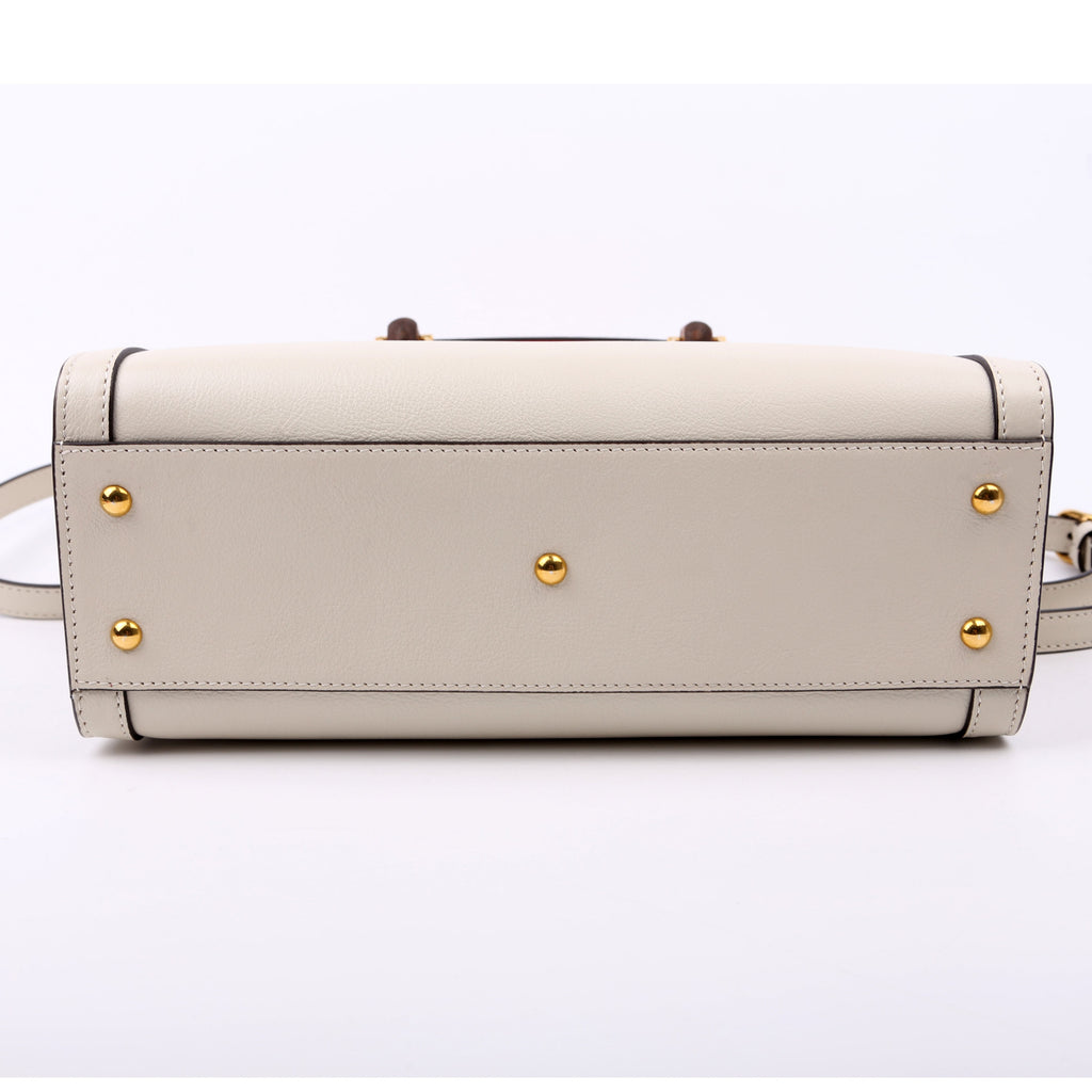 660195 Diana Small Leather Tote White