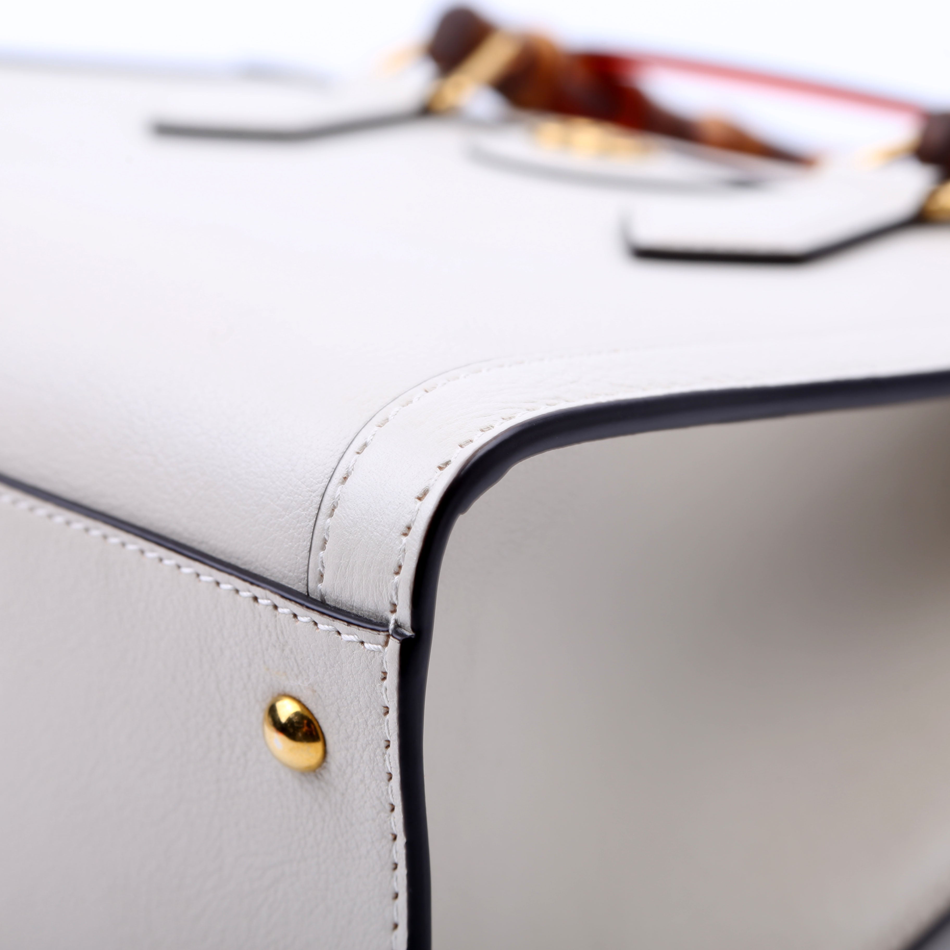 660195 Diana Small Leather Tote White