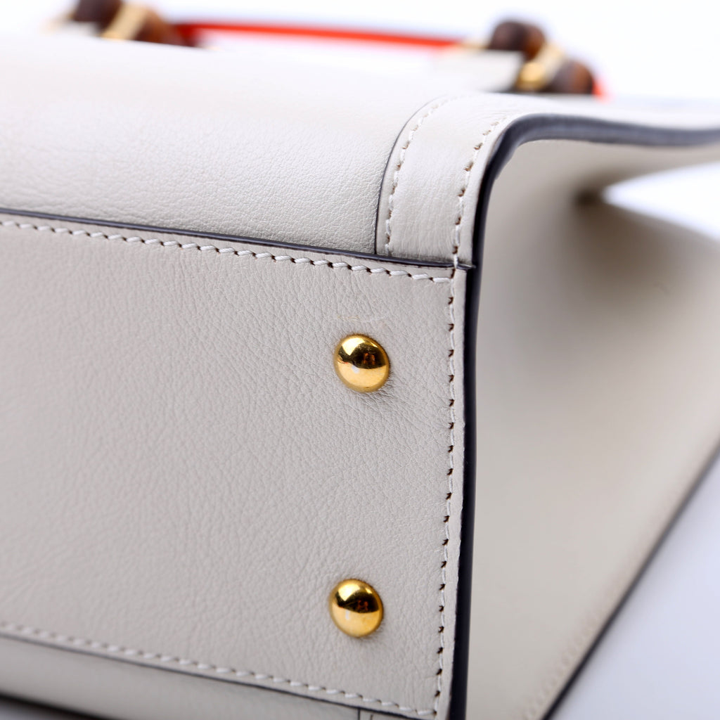 660195 Diana Small Leather Tote White