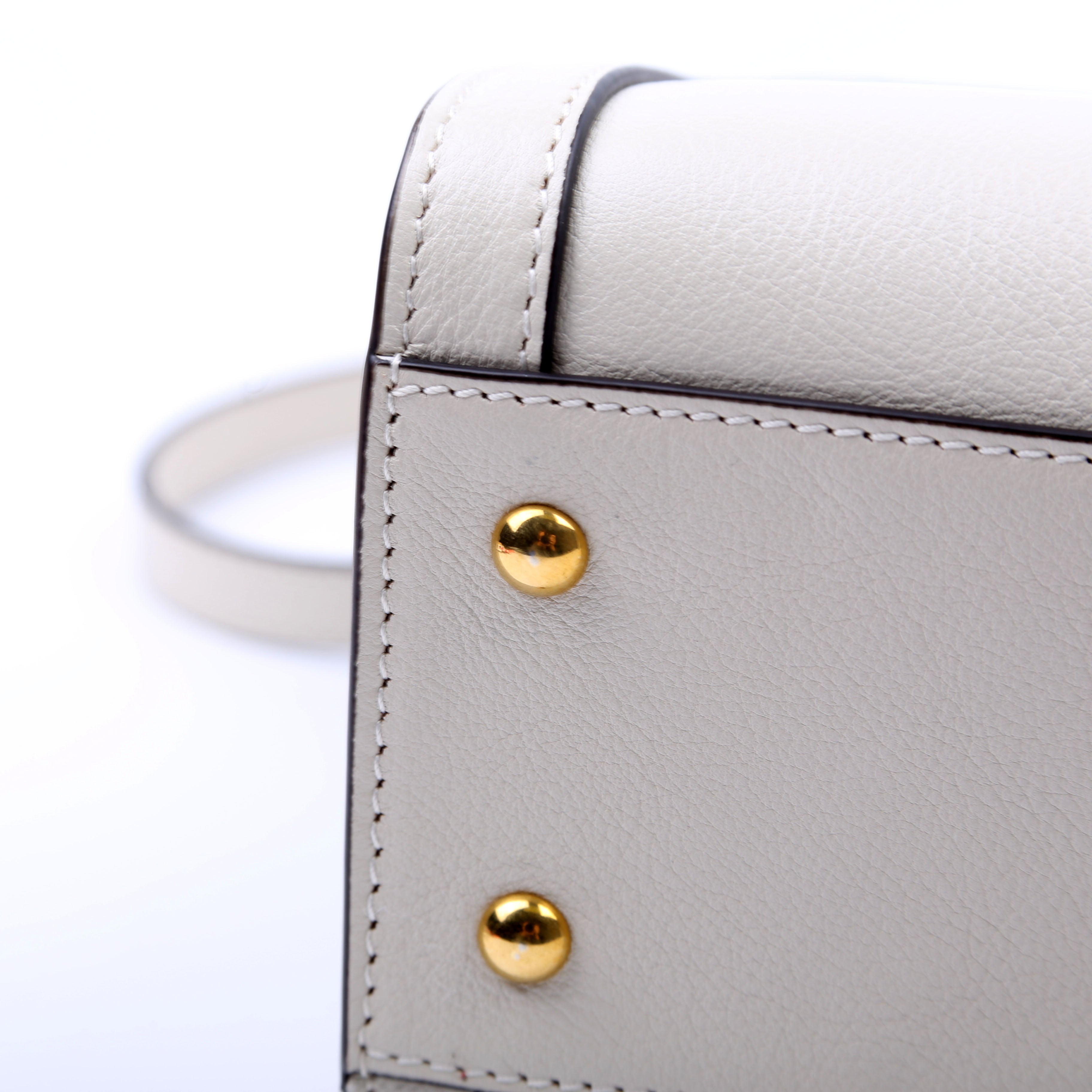 660195 Diana Small Leather Tote White