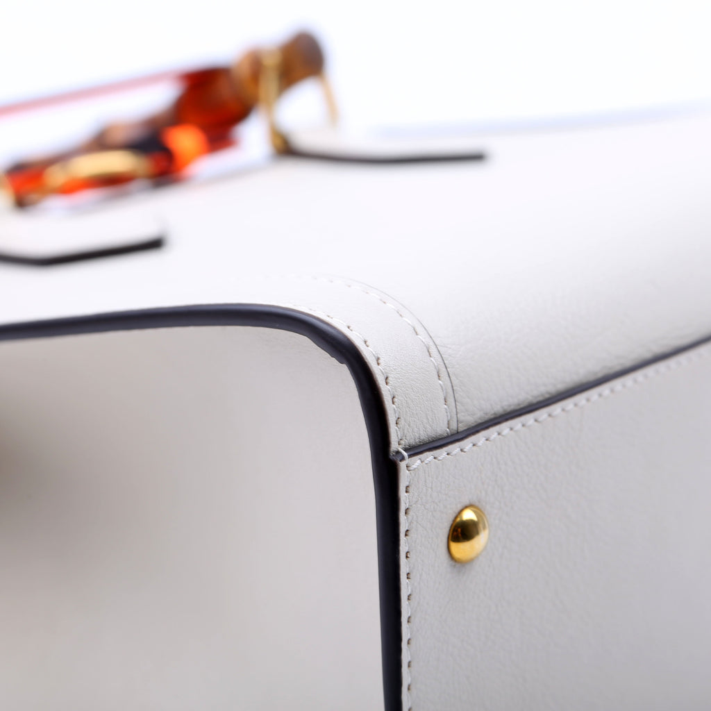 660195 Diana Small Leather Tote White