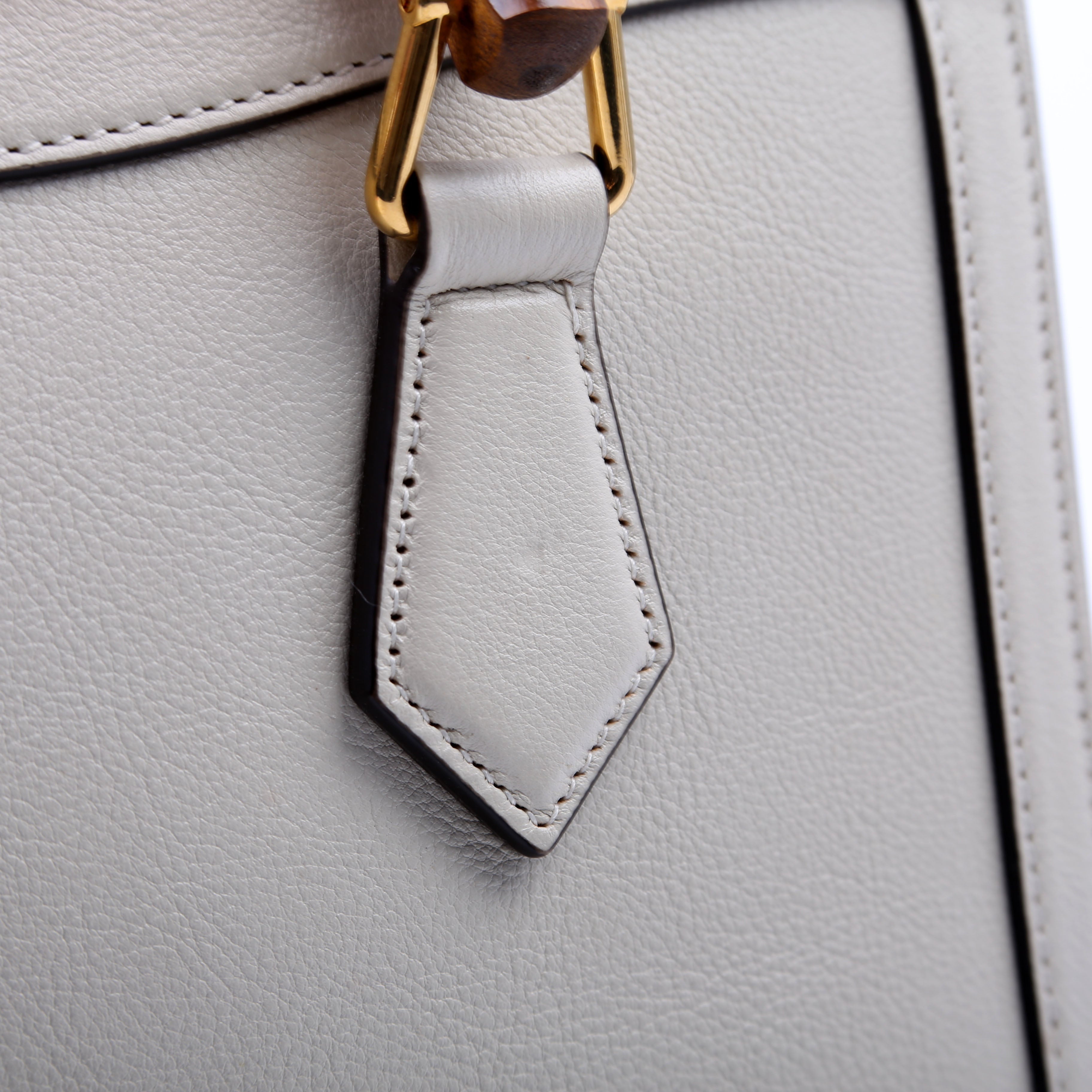 660195 Diana Small Leather Tote White