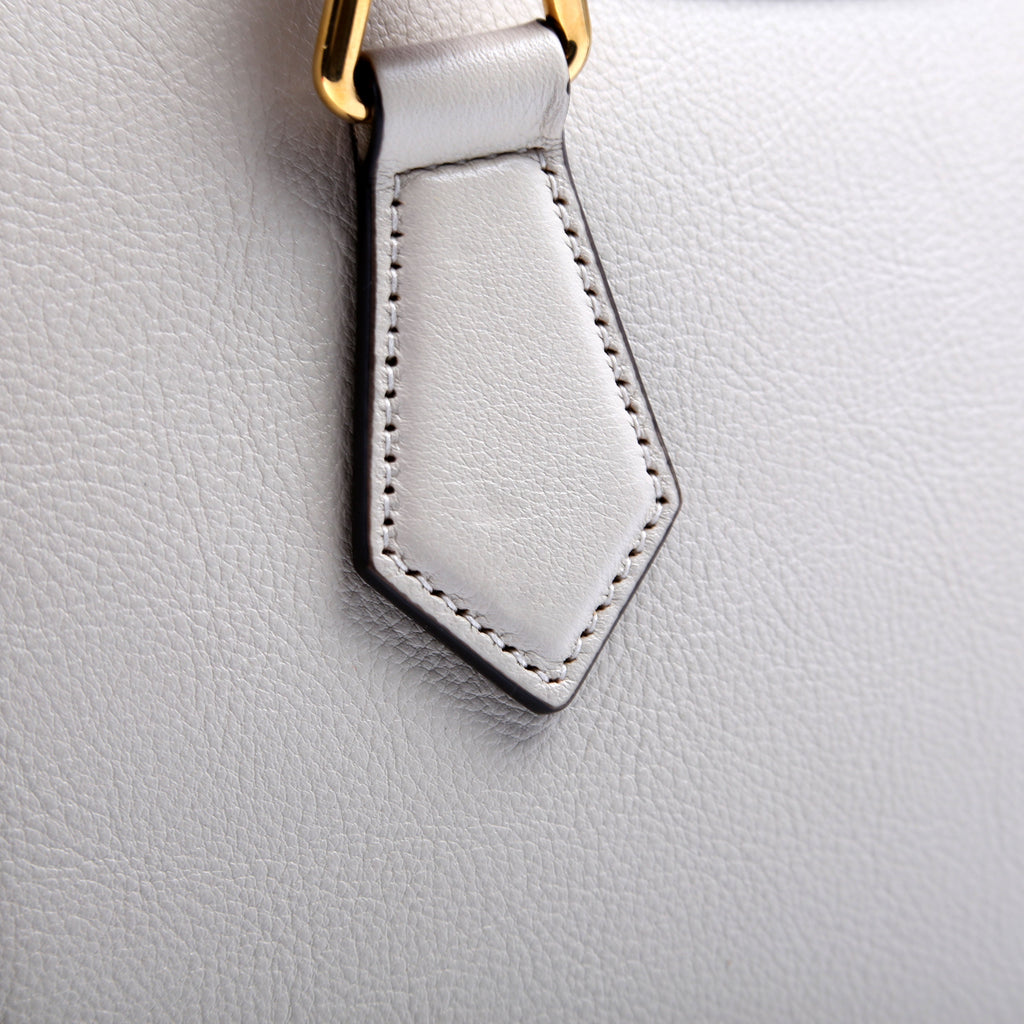 660195 Diana Small Leather Tote White