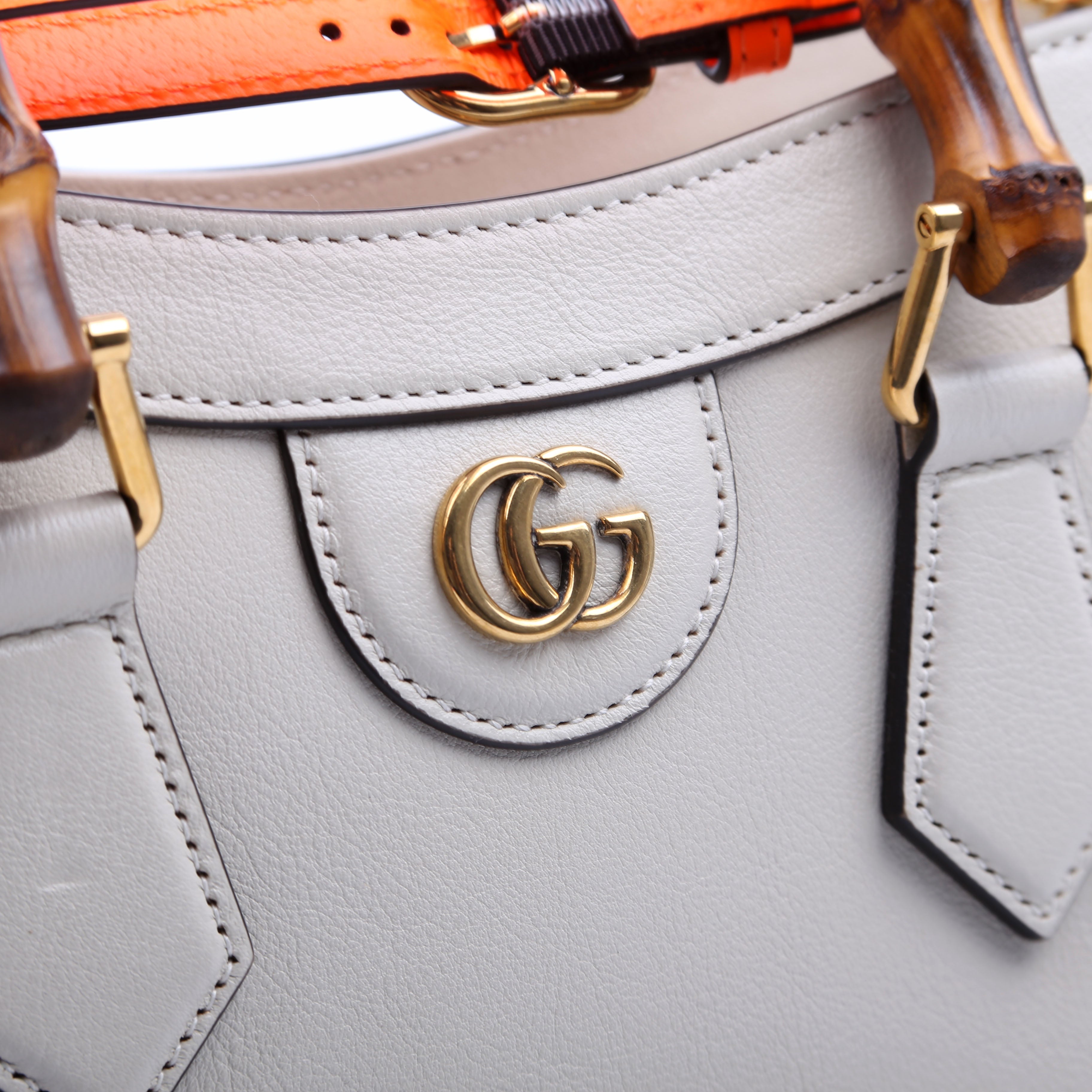 660195 Diana Small Leather Tote White