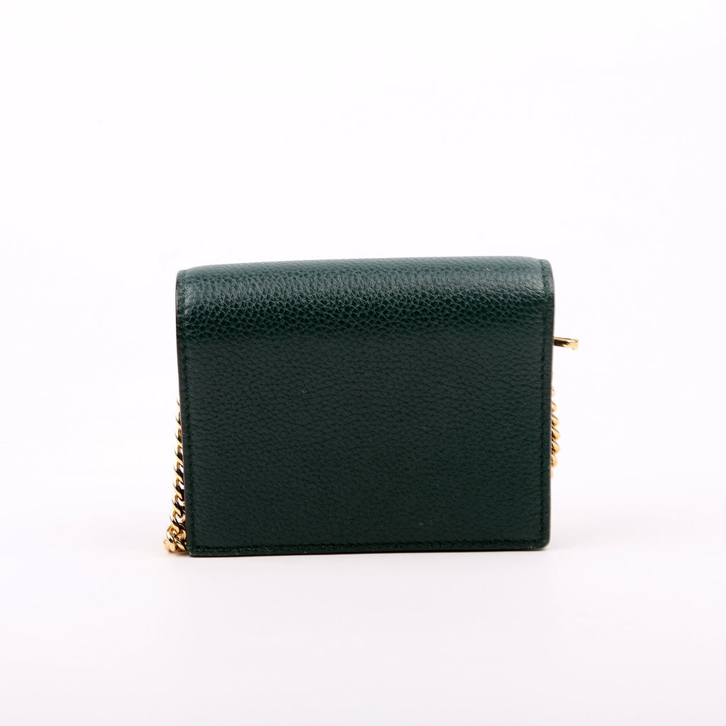 570660 Zumi Leather Card Case with Chain Green
