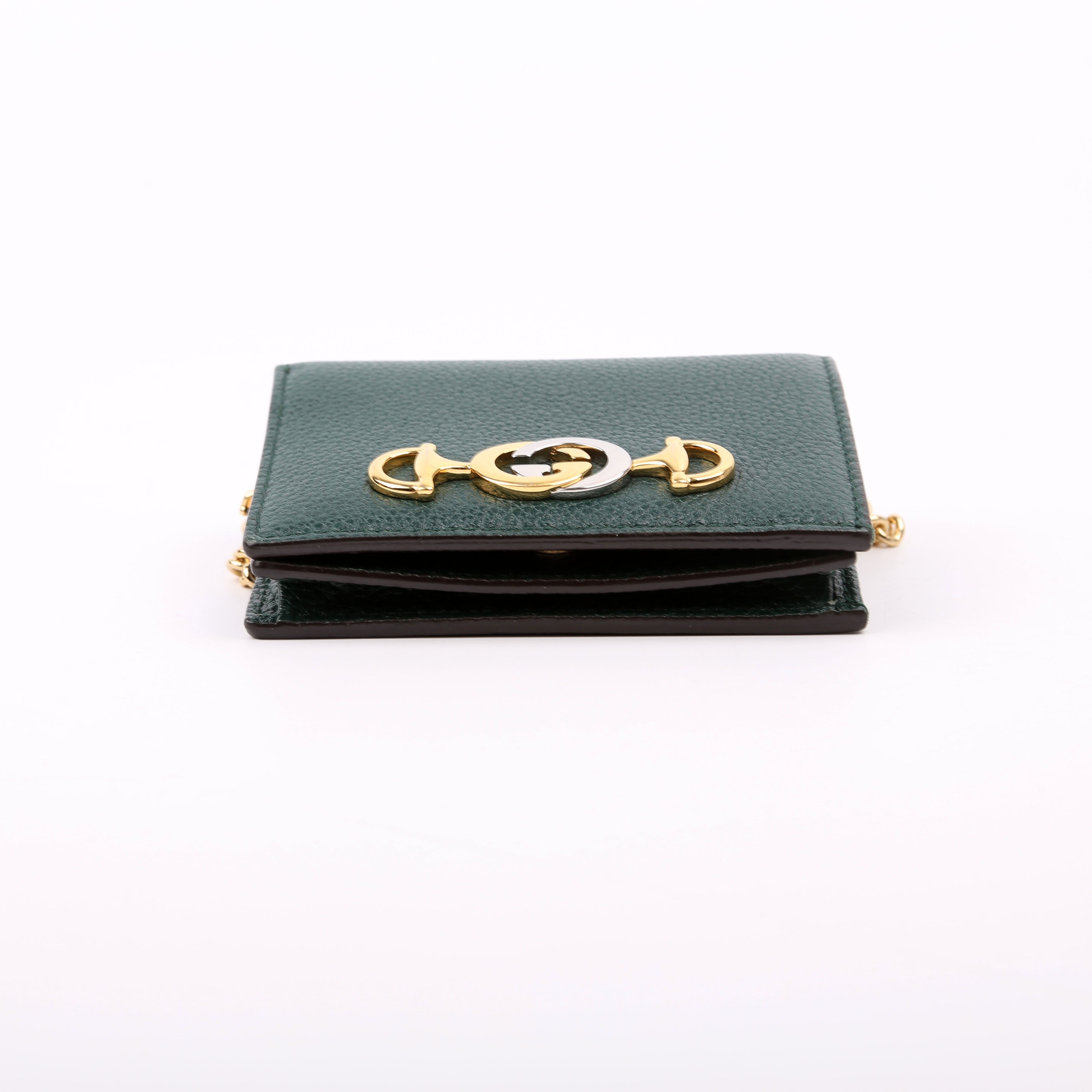 570660 Zumi Leather Card Case with Chain Green