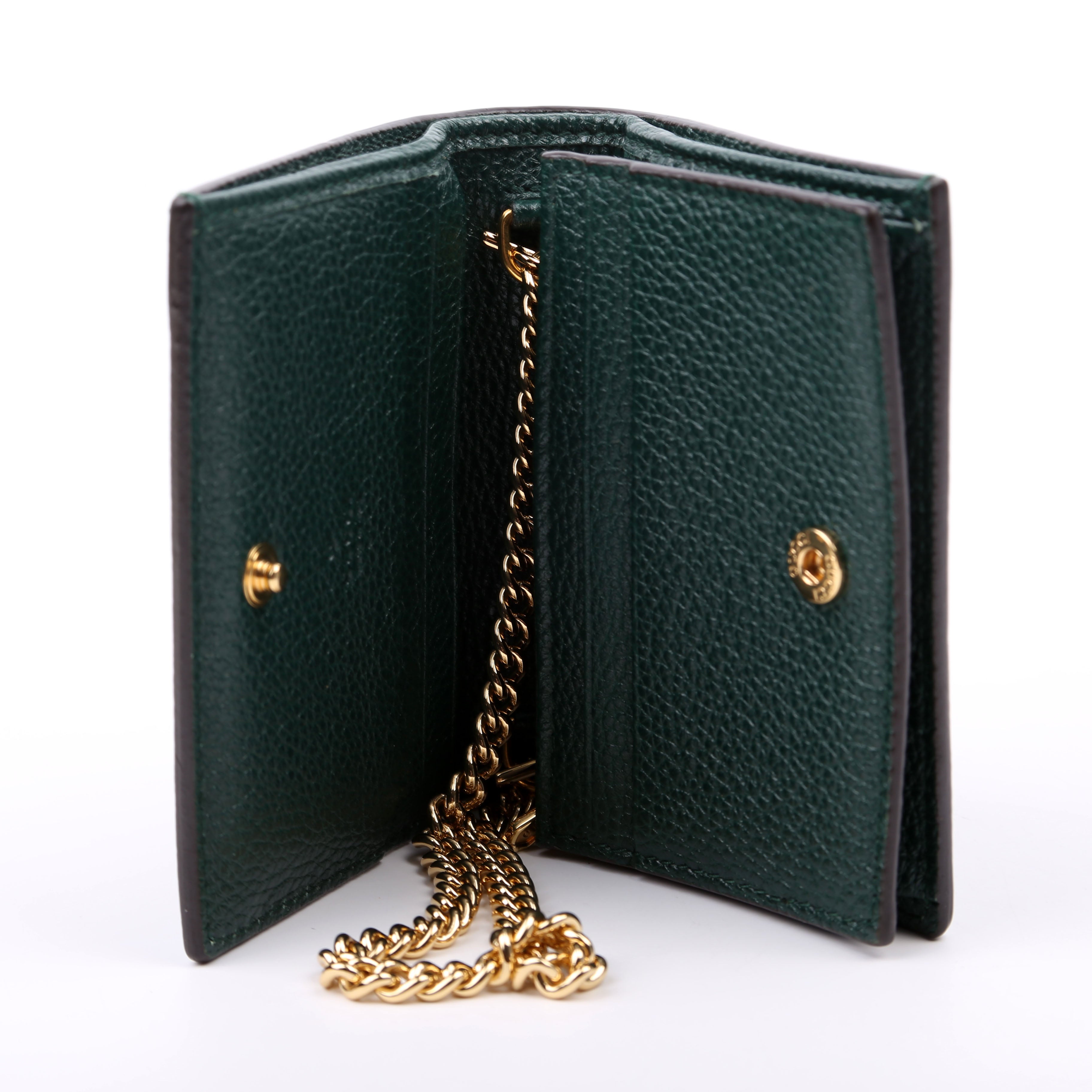 570660 Zumi Leather Card Case with Chain Green