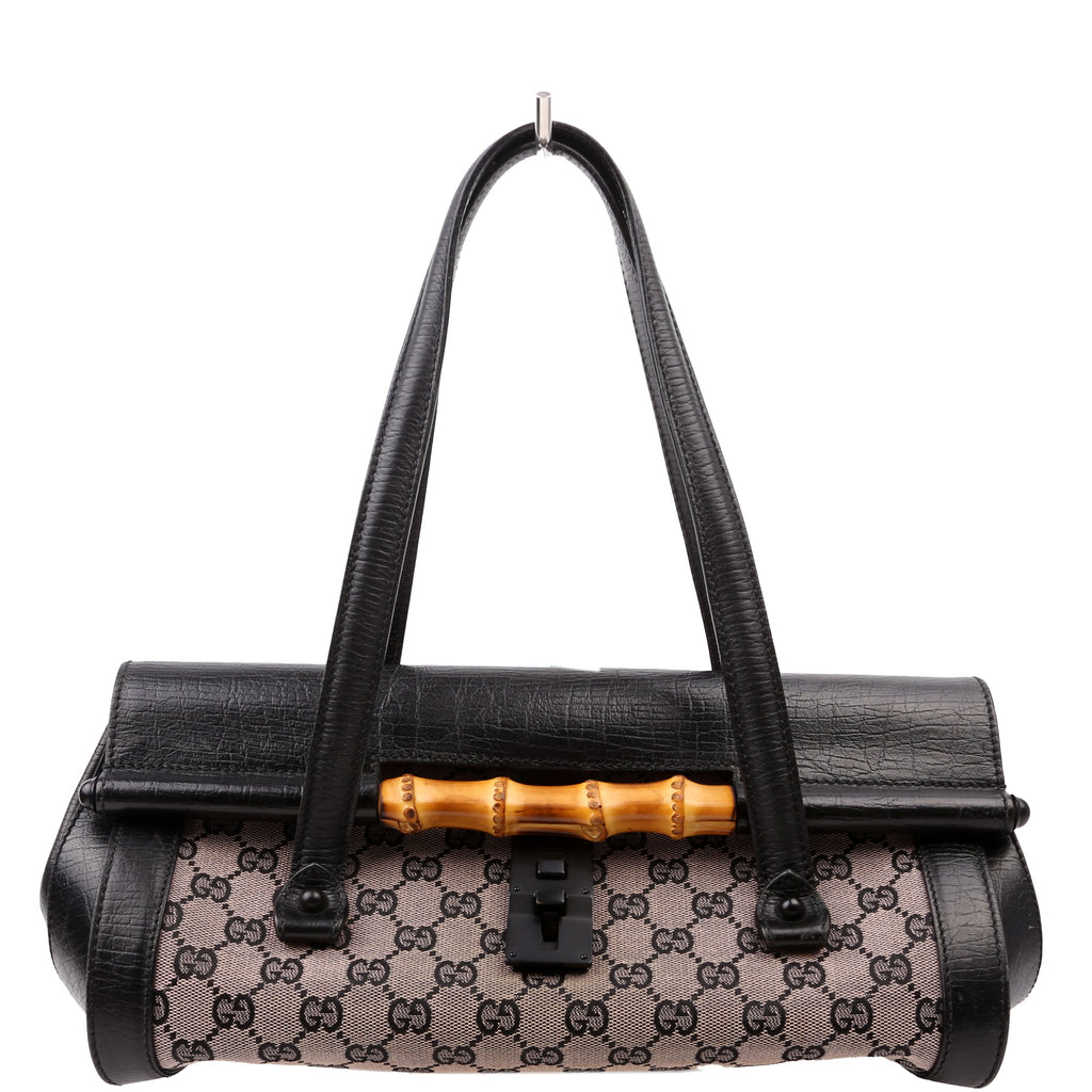 111713 GG Canvas Bamboo Bullet Medium Black
