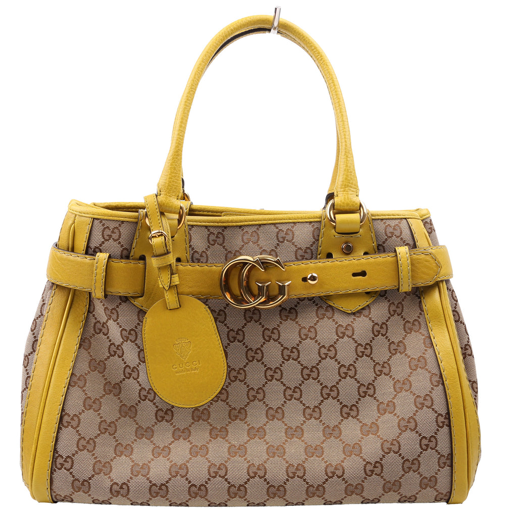 247183 GG canvas Running Tote Medium Yellow