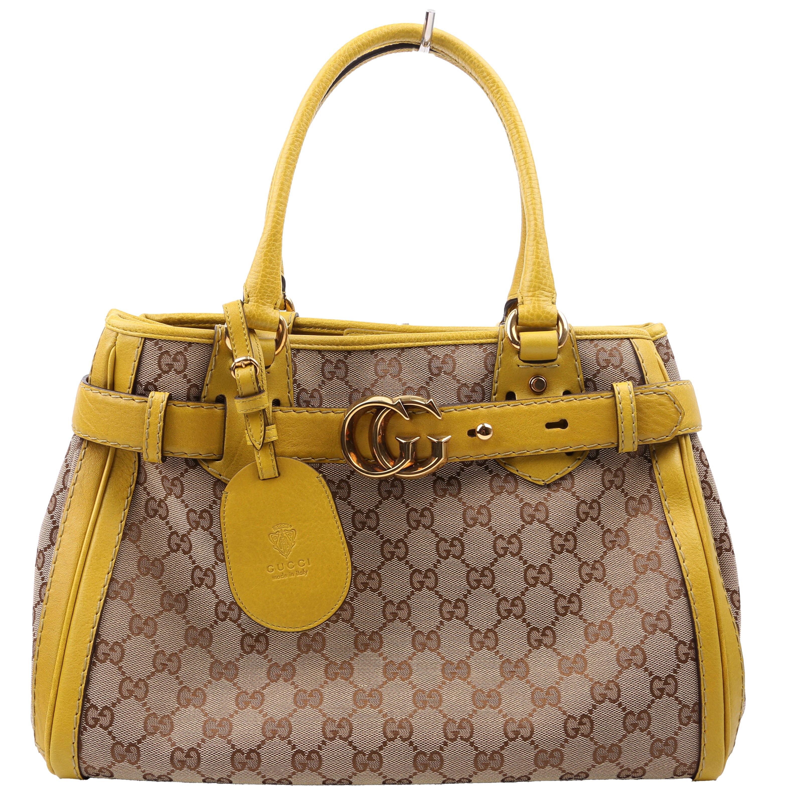 247183 GG canvas Running Tote Medium Yellow