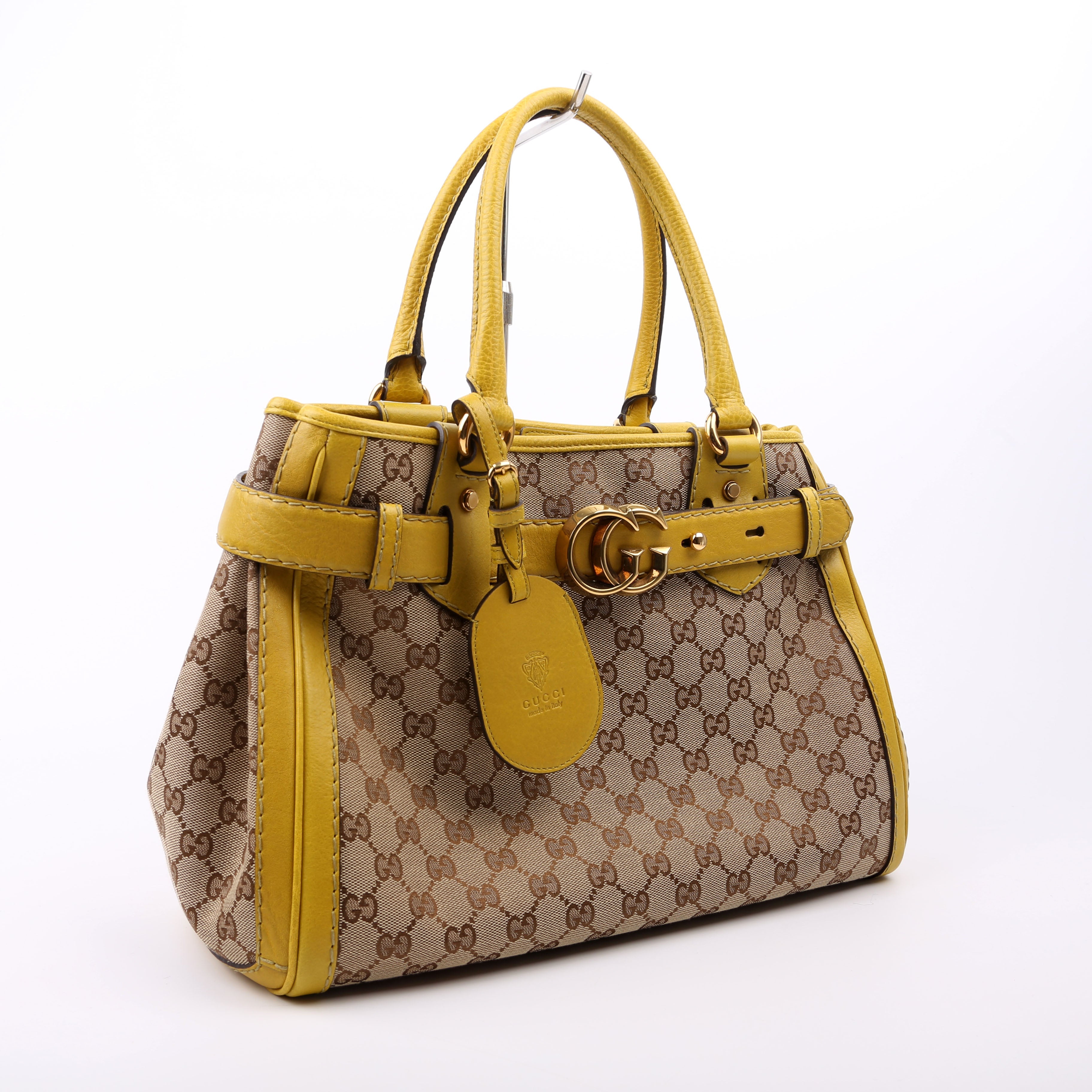247183 GG canvas Running Tote Medium Yellow