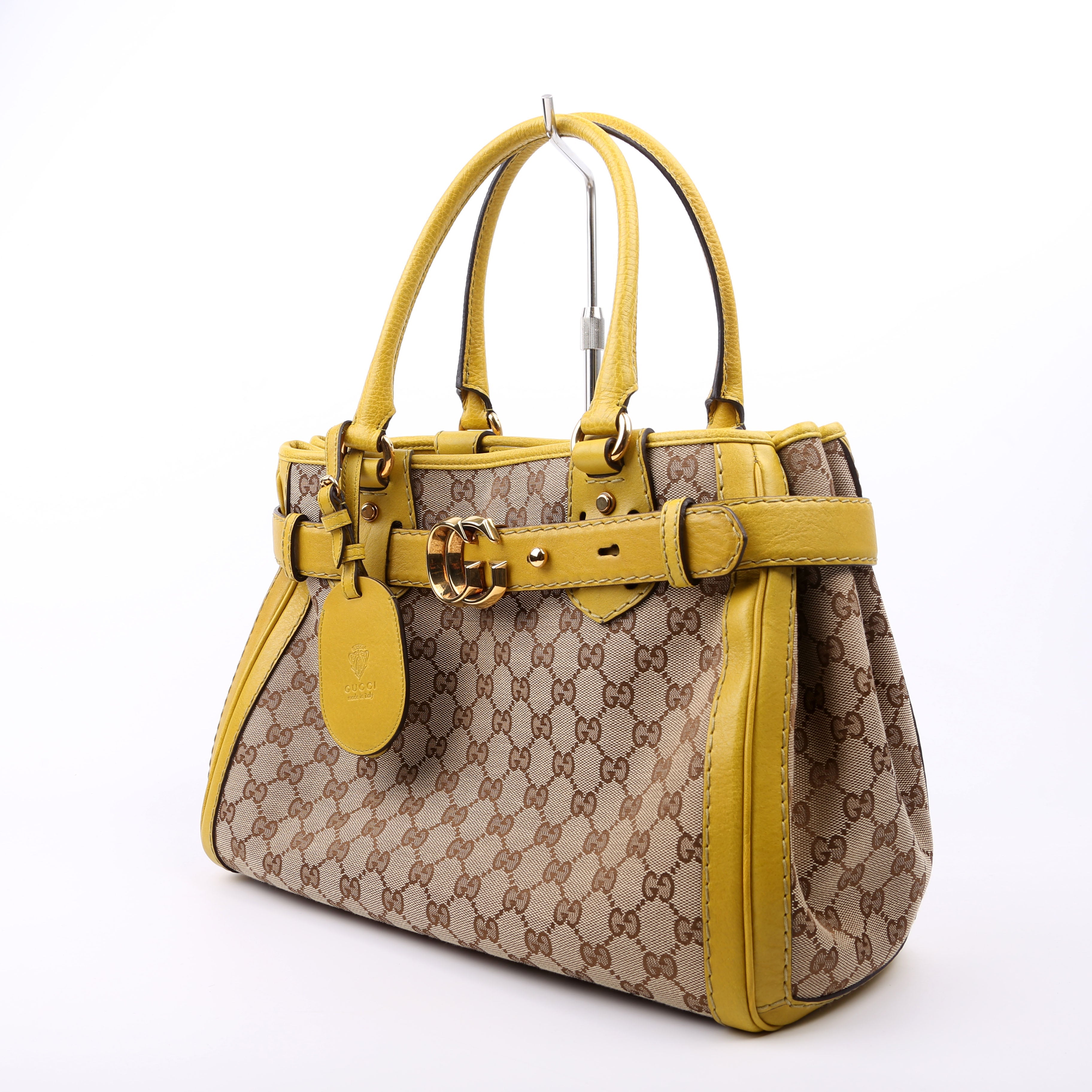 247183 GG canvas Running Tote Medium Yellow
