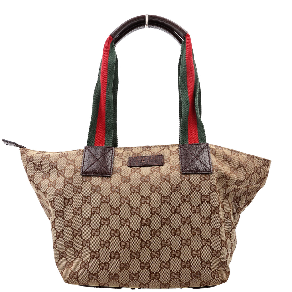 131230 GG Canvas Web Bucket Tote