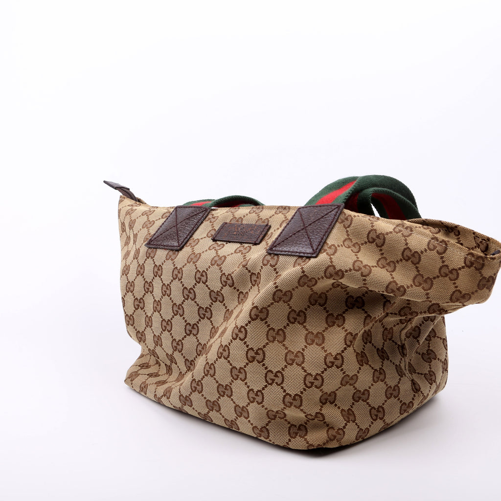 131230 GG Canvas Web Bucket Tote