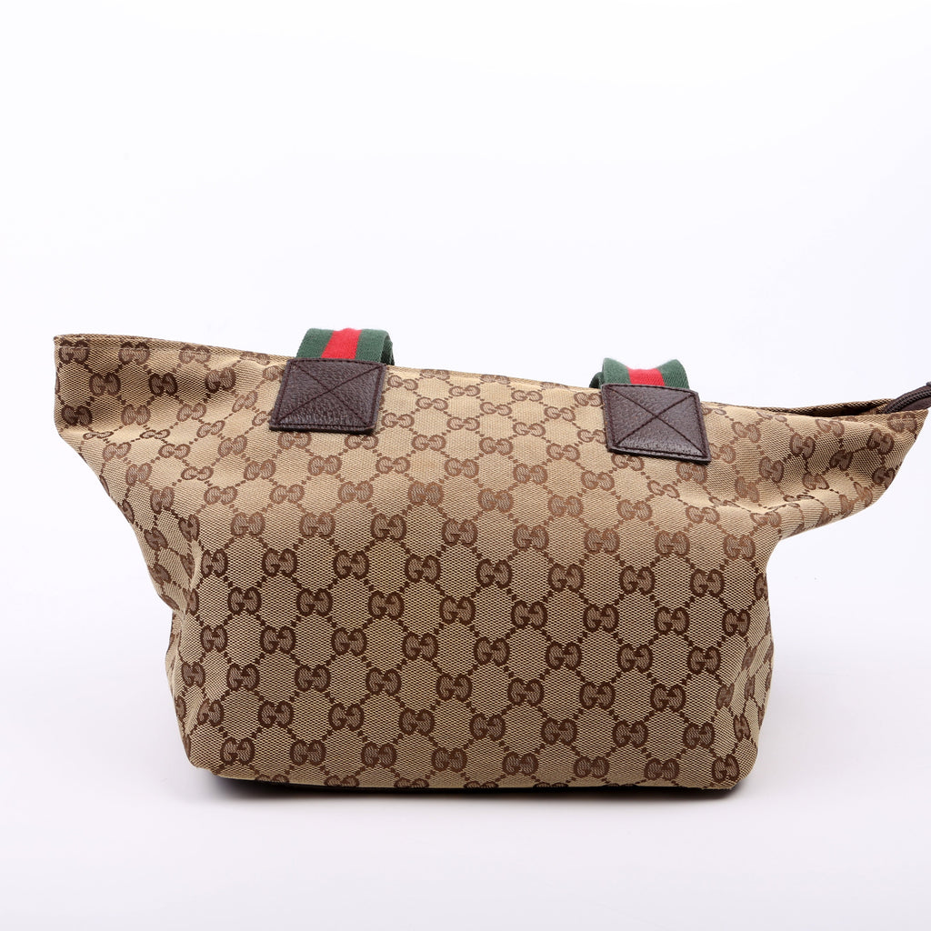 131230 GG Canvas Web Bucket Tote
